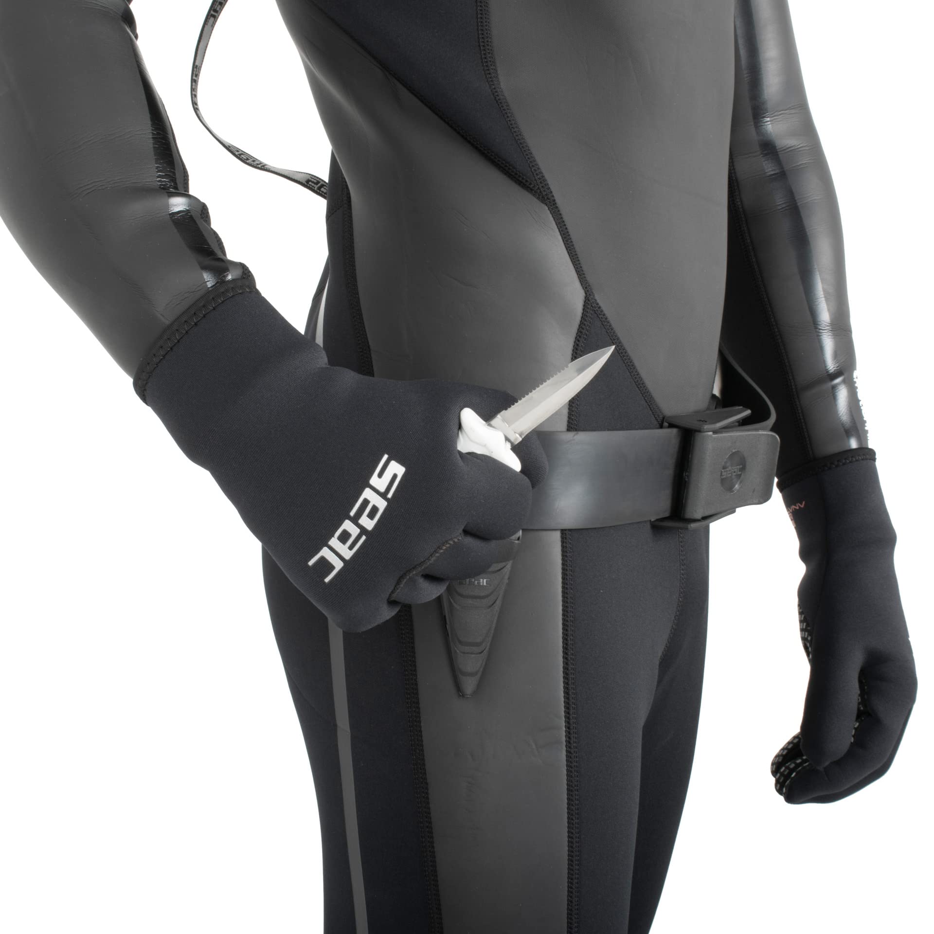 SEAC Samurai Coltello Sub per Pesca in Apnea e Immersione Subacquea, Pugnale Subacqueo con Fascia in Velcro Unisex Adulto