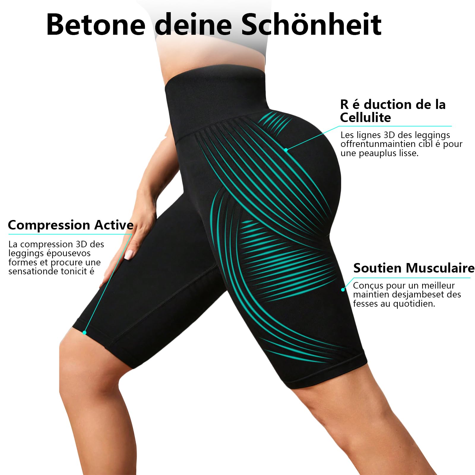 Deedlite Leggins Anticellulite Donna, Leggings 3D Modellanti a Compressione Graduata, Pantacollant Sportivi per Yoga e Uso Quotidiano