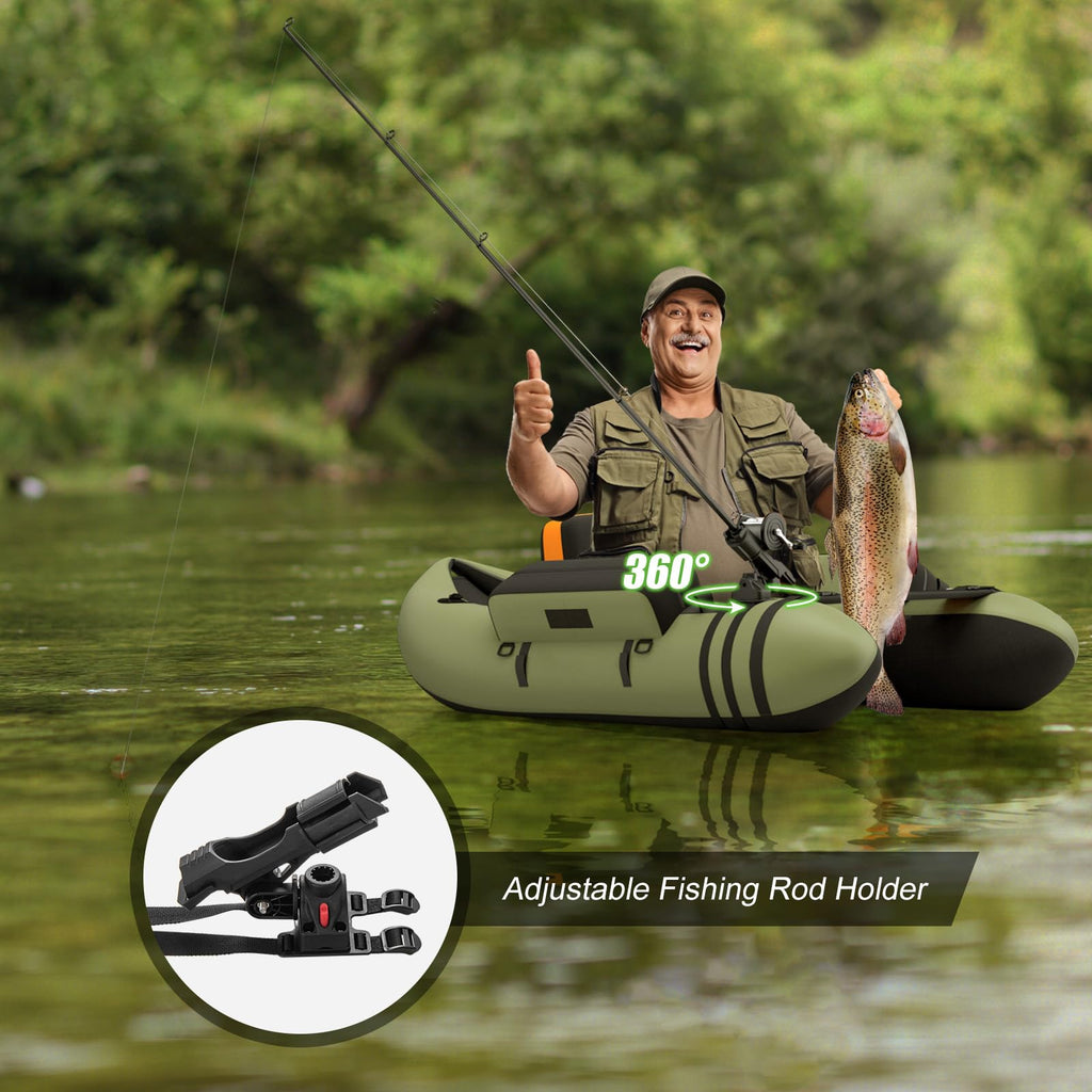 HOMASIS Gommone da Pesca per Adulti, Gommone Gonfiabile con Pinne in PP e Pagaia in Alluminio, Canotto da Pesca con Attrezzatura Completa, Portata 160 kg, 136 x 105 x 54 cm