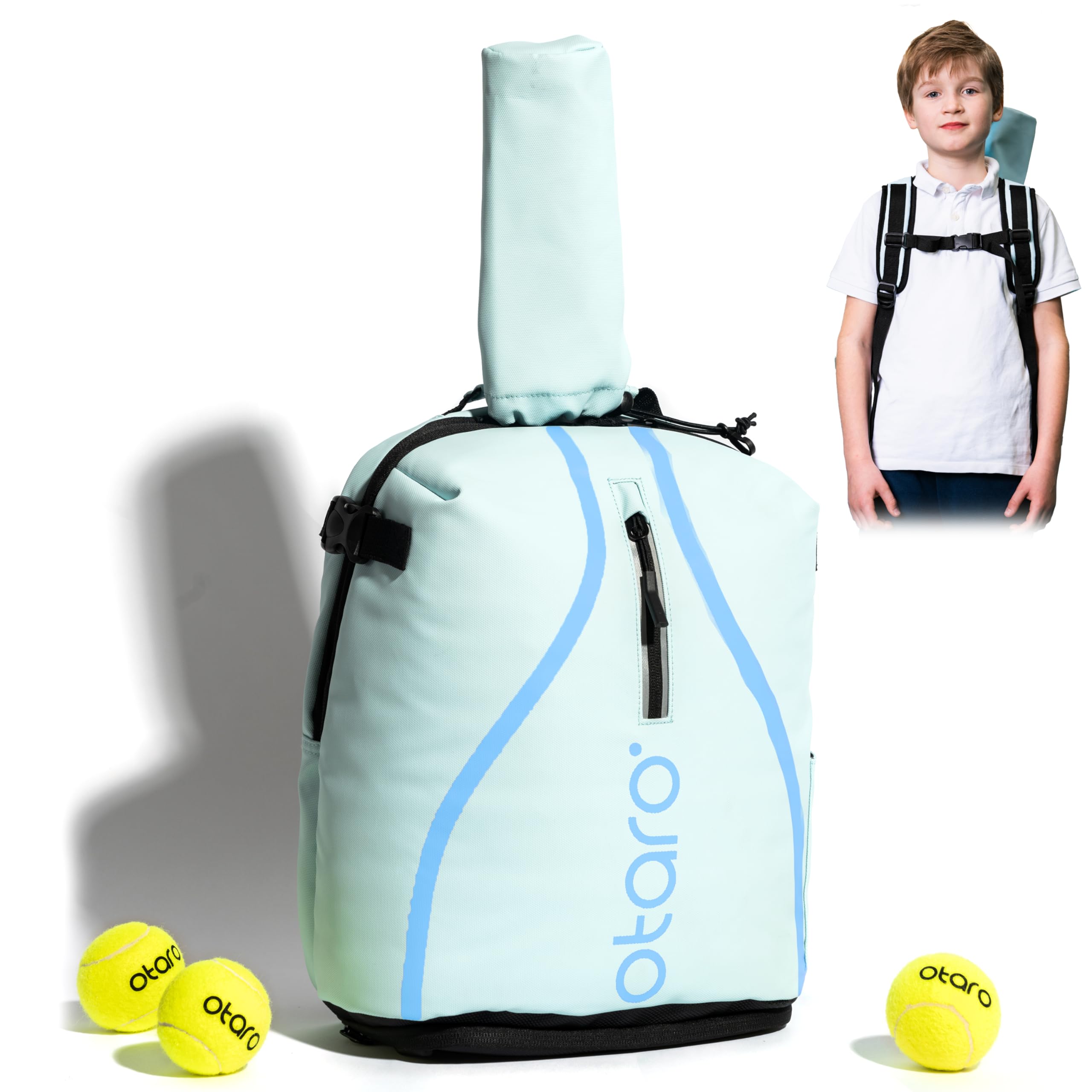 Otaro Zaino tennis bambini | 19 L | Zainetto bambino dai 5 agli 11 anni | Zaino con porta scarpe e porta racchetta tennis bambino | Leggero e riflettente | Zaino sportivo per ragazzi e ragazze