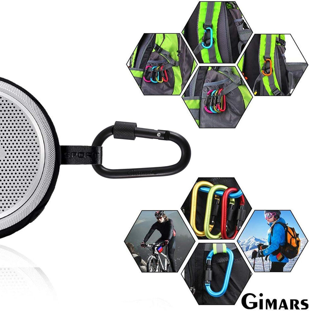 Gimars Upgrade 8cm*10pz Moschettoni con Tappo a Vite Colorati,Moschettoni in lega di Alluminio Froma D Portachiavi Oggetti Moschettone Gancio per Campeggio Pesca Trekking Viaggio
