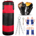 Odoland Sacco da Boxe Kit 7-in-1 per Bambini, Sacco da Pugilato 60 cm Vuoto con Guantoni da Boxe da 6 Once e Maniche Protettive per Polso della Mano, Catene da Appendere per Sacco da Boxe e Gancio