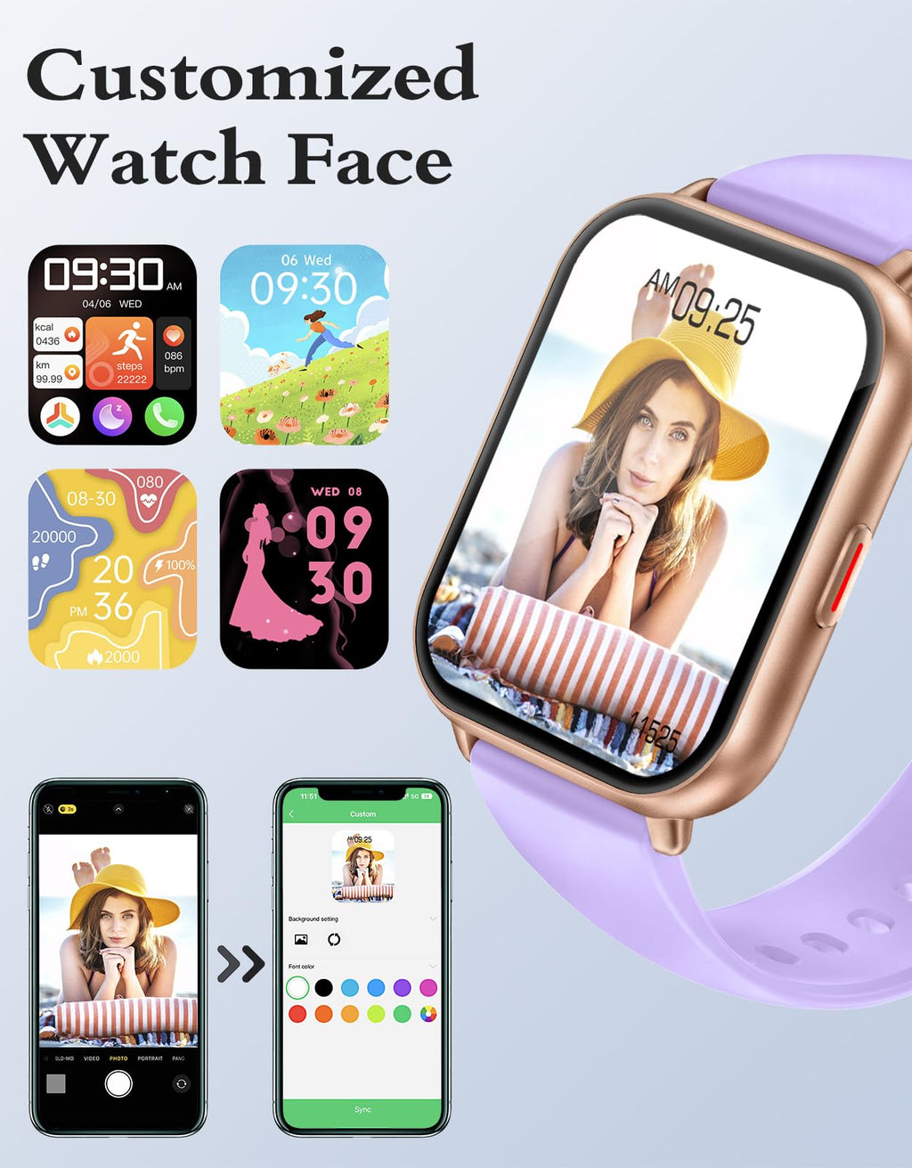 RUIMEN Smartwatch Donna Chiamate Bluetooth Musica Orologio Sportive Contapassi da Polso Cardiofrequenzimetro Saturazione Ossigeno Fitness Tracker Ciclo Mestruale Controllo Sonno per Android iOS Rosa
