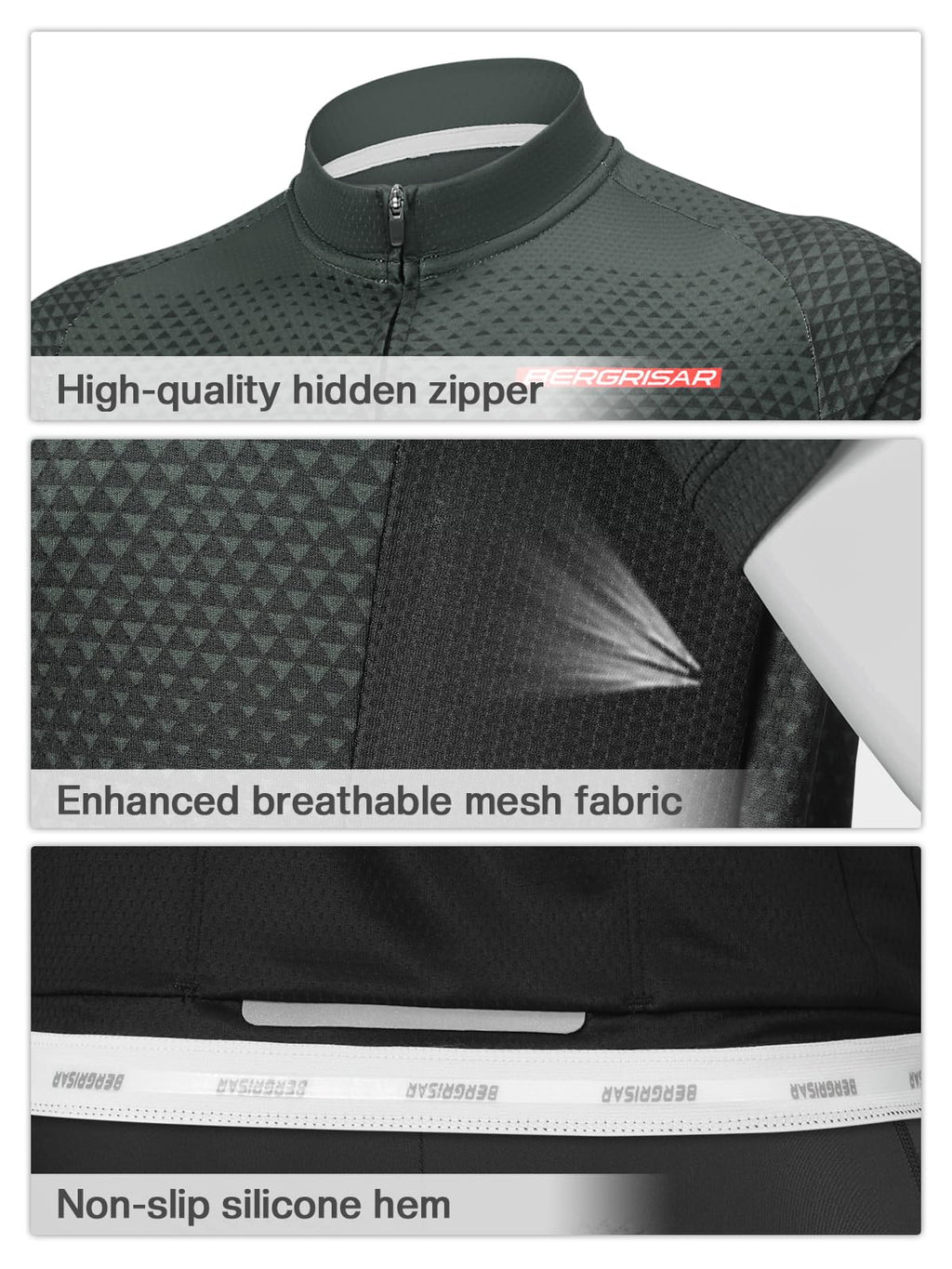 BERGRISAR Maglia da Ciclismo a Maniche Corte da Uomo, Traspirante Leggero Estiva Abbigliamento per MTB Bici