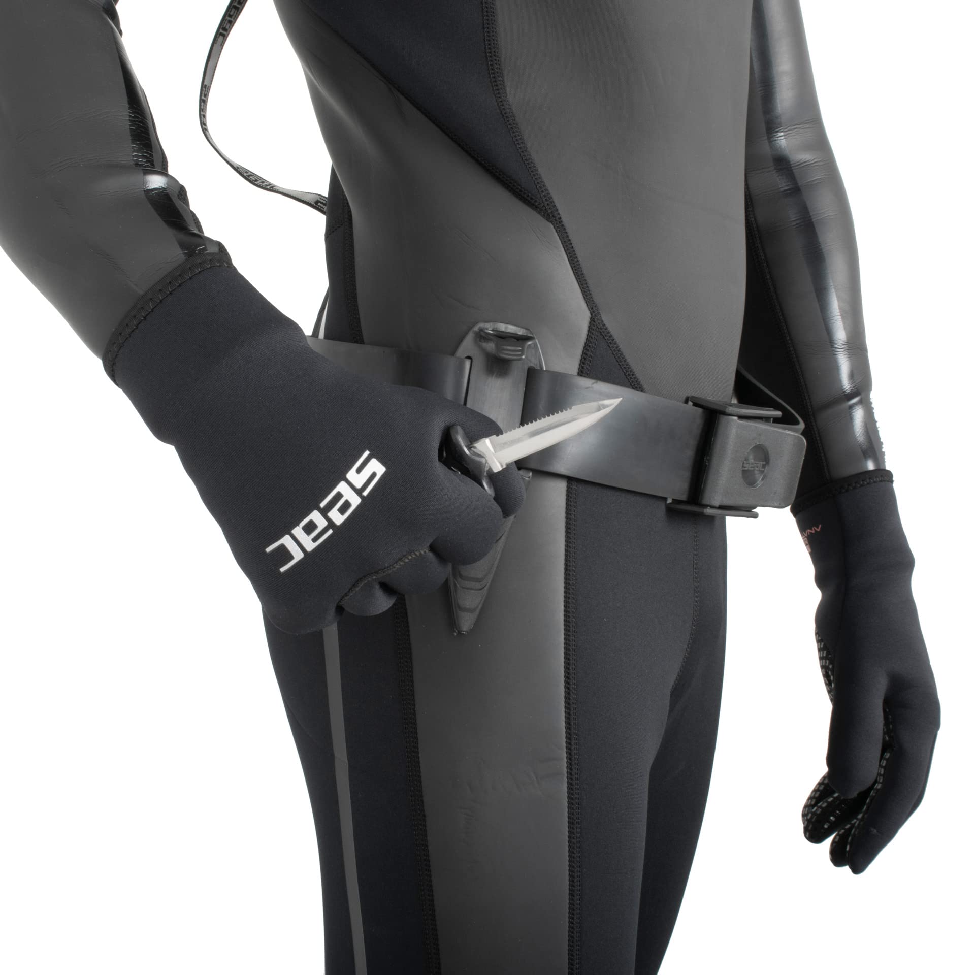 SEAC Samurai Coltello Sub per Pesca in Apnea e Immersione Subacquea, Pugnale Subacqueo con Fascia in Velcro Unisex Adulto