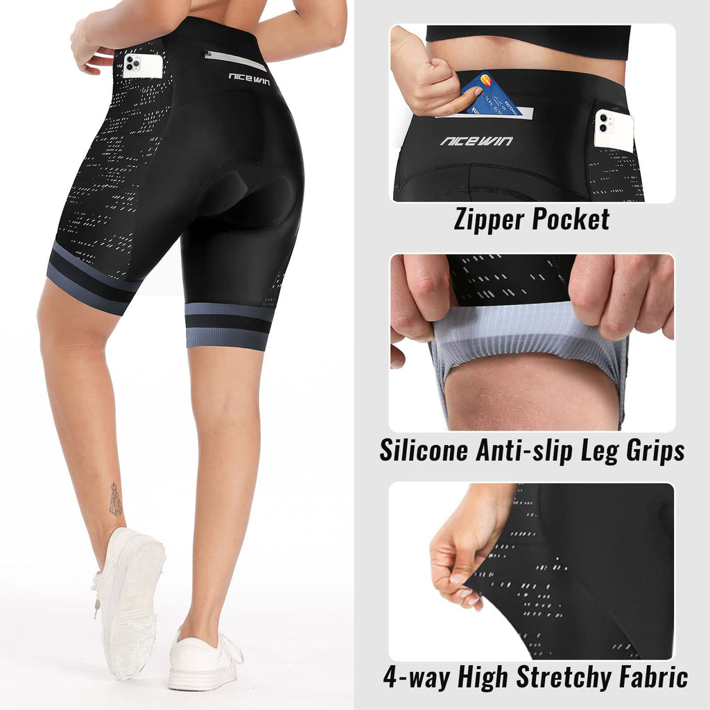NICEWIN Pantaloncini da Ciclismo Donna Pantaloni Bici Sportivi 3D Gel Imbottiti Asciugatura Rapida per MTB Mutande Bicicletta