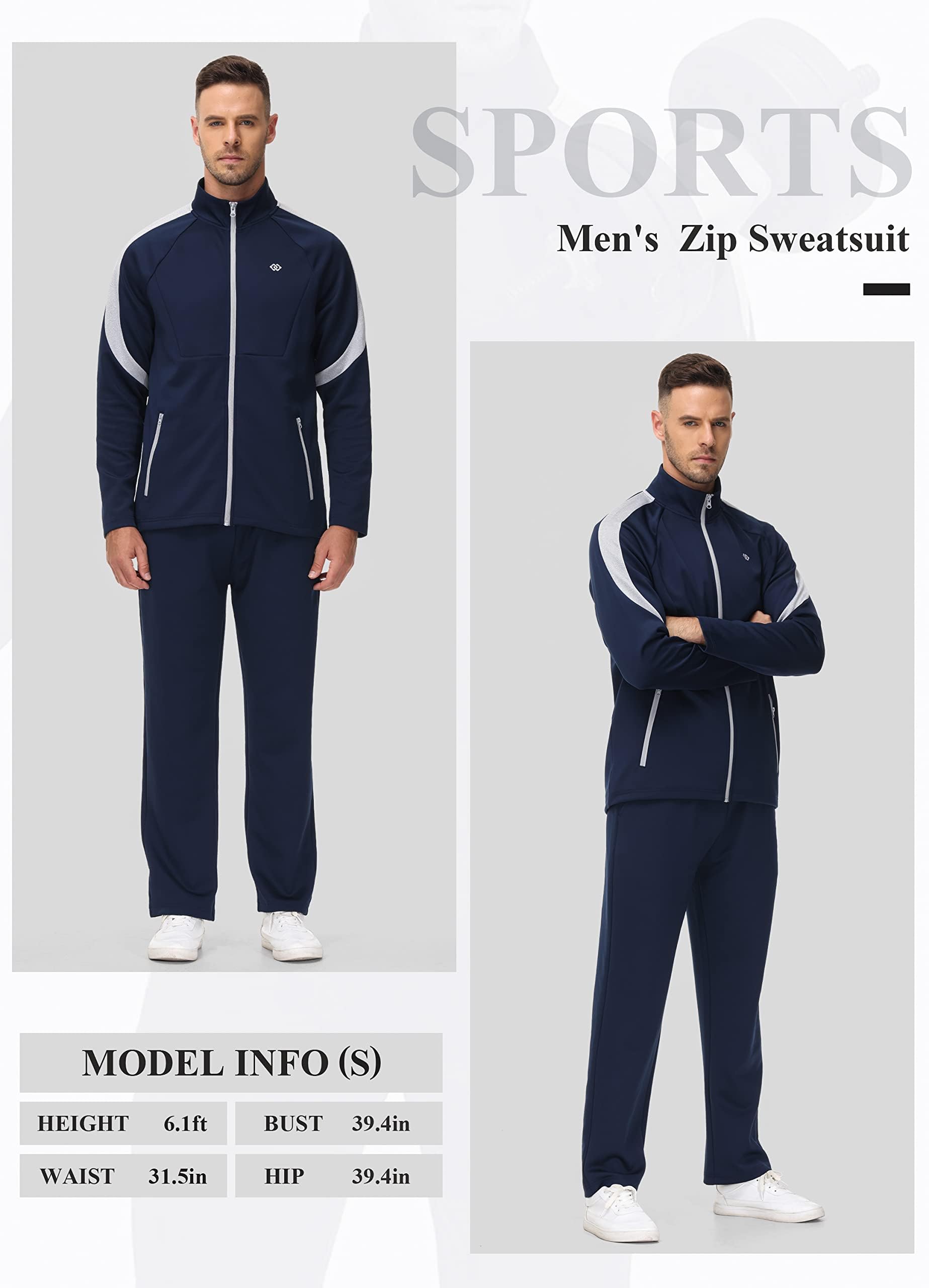 MoFiz Tuta Completo Sportivo Uomo Tennis Abbigliamento Palestra con Cerniera per Attività all'aperto