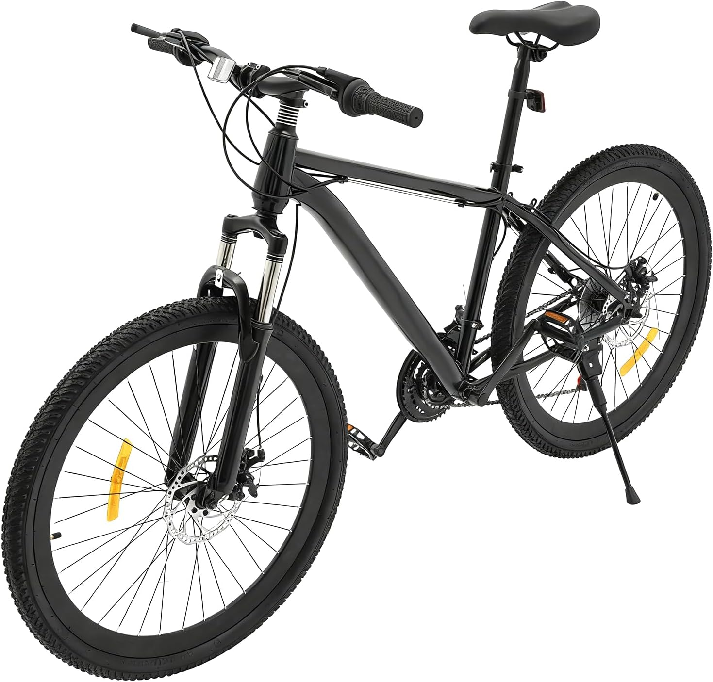 Mountain bike Hardtail 26 pollici bicicletta per adulti con freni a disco a 21 marce, forcella ammortizzata, telaio in acciaio robusto e luci a LED per adulti e ragazzi a partire dai 12 anni