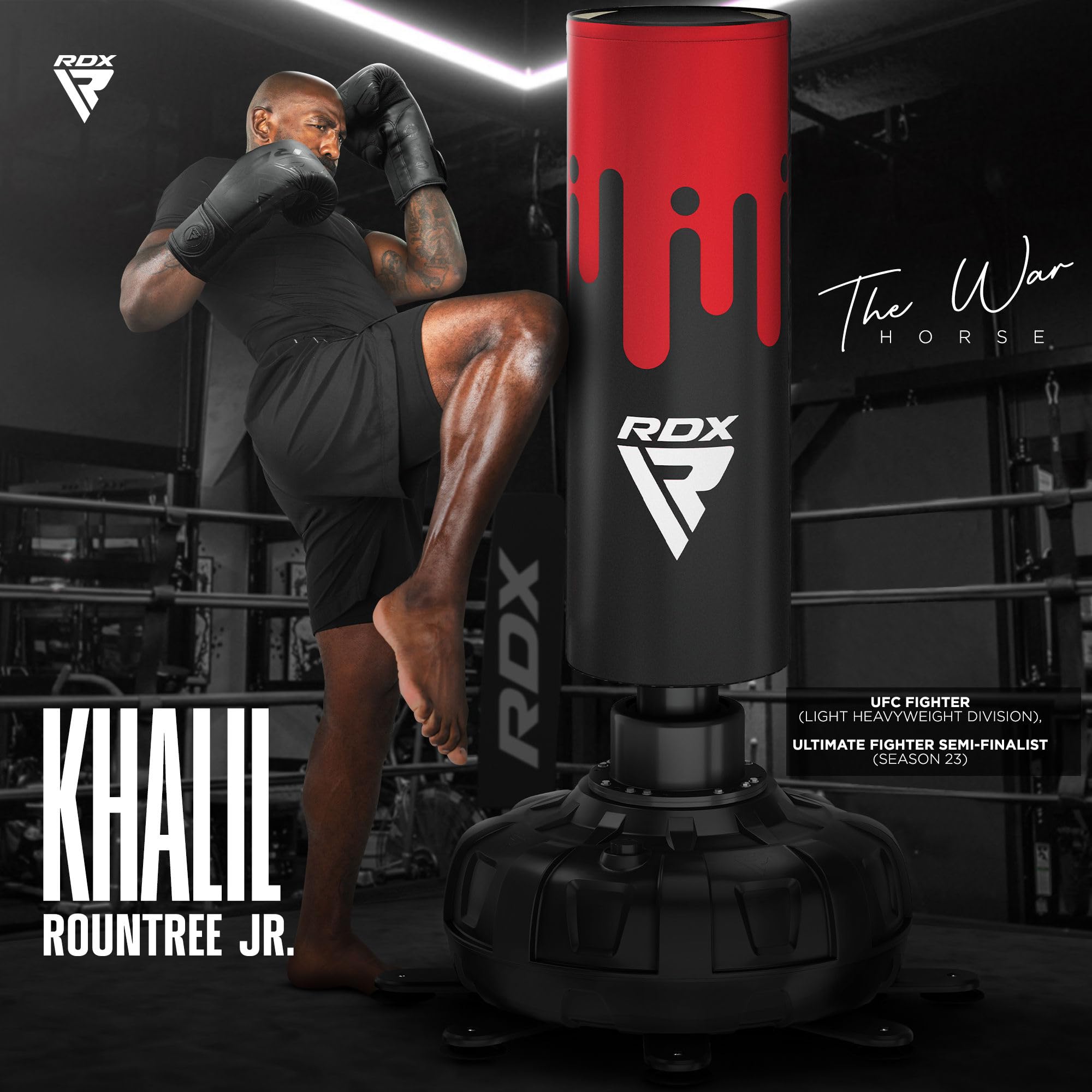 RDX Sacco da Boxe Terra, XXL 150KG 6FT Pesante Pieno KARA Sacco con Guantoni e Base, Maya Hide Pelle Piedistallo Adulti Free Standing Bag, MMA Arti Marziali Pugilato Muay Thai Kick Boxing