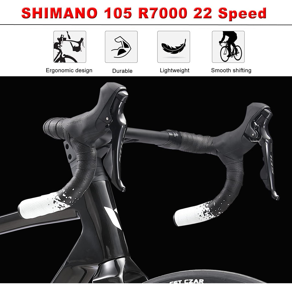 KABON Bici da corsa carbonio, 700C bici da strada T800 con 105 R7000 22 velocità Bicicletta da corsa con freno a disco per uomini e donna