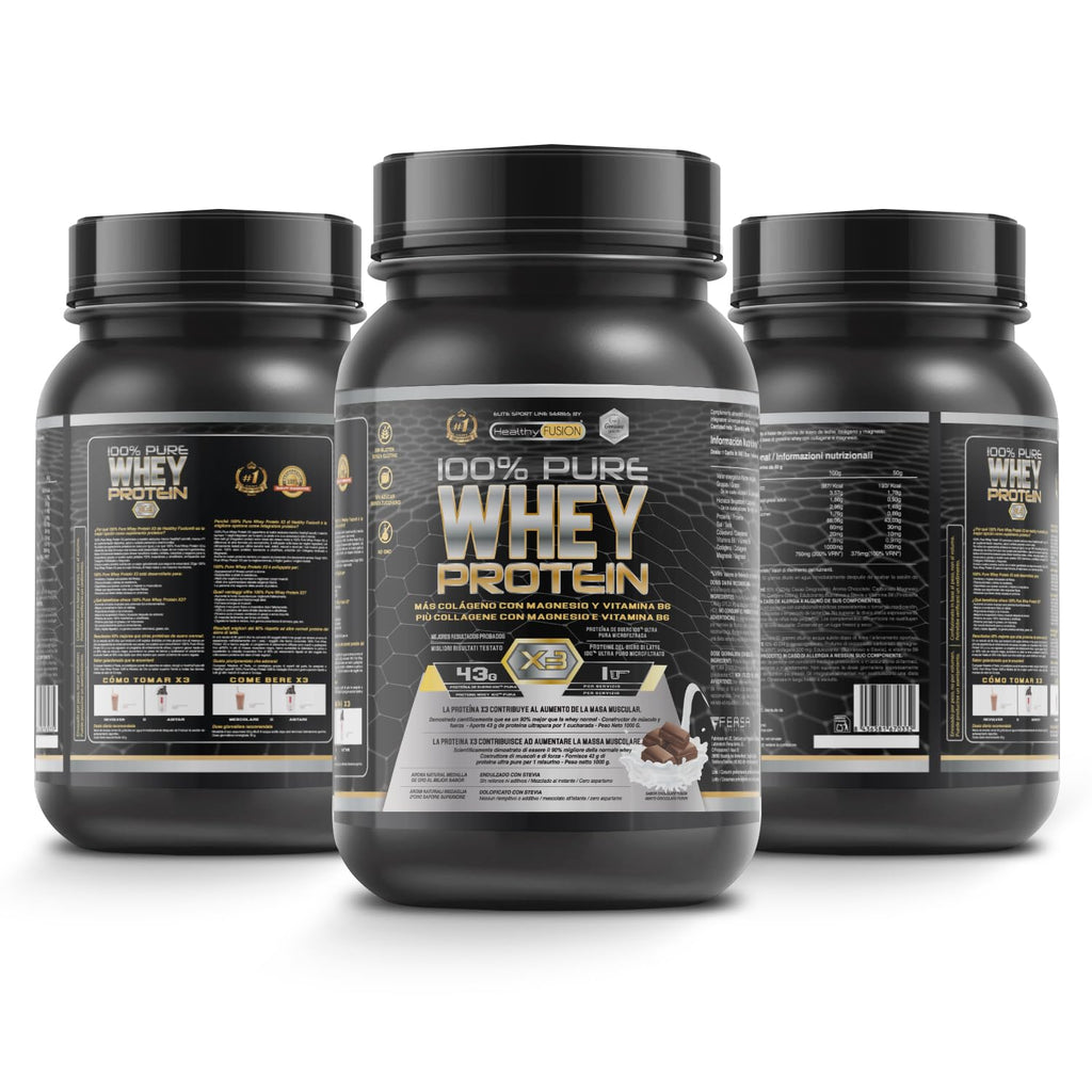 Whey Protein | Proteina Whey pura con Collagene + Magnesio | Migliora i tuoi allenamenti | Protegge e aumenta la massa muscolare | 1000g di proteina (Cioccolato)