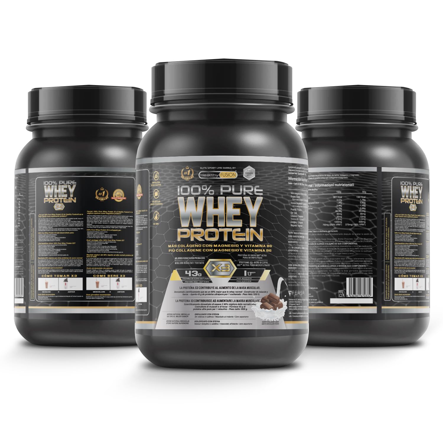 Whey Protein | Proteina Whey pura con Collagene + Magnesio | Migliora i tuoi allenamenti | Protegge e aumenta la massa muscolare | 1000g di proteina (Cioccolato)