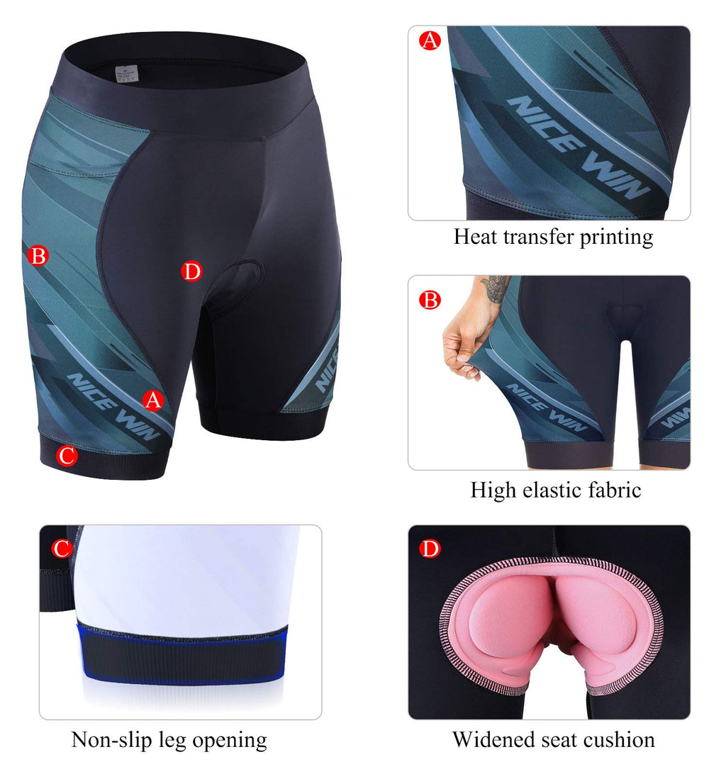 NICEWIN Pantaloncini da Ciclismo Donna Pantaloni Bici Sportivi 3D Gel Imbottiti Asciugatura Rapida per MTB Mutande Bicicletta