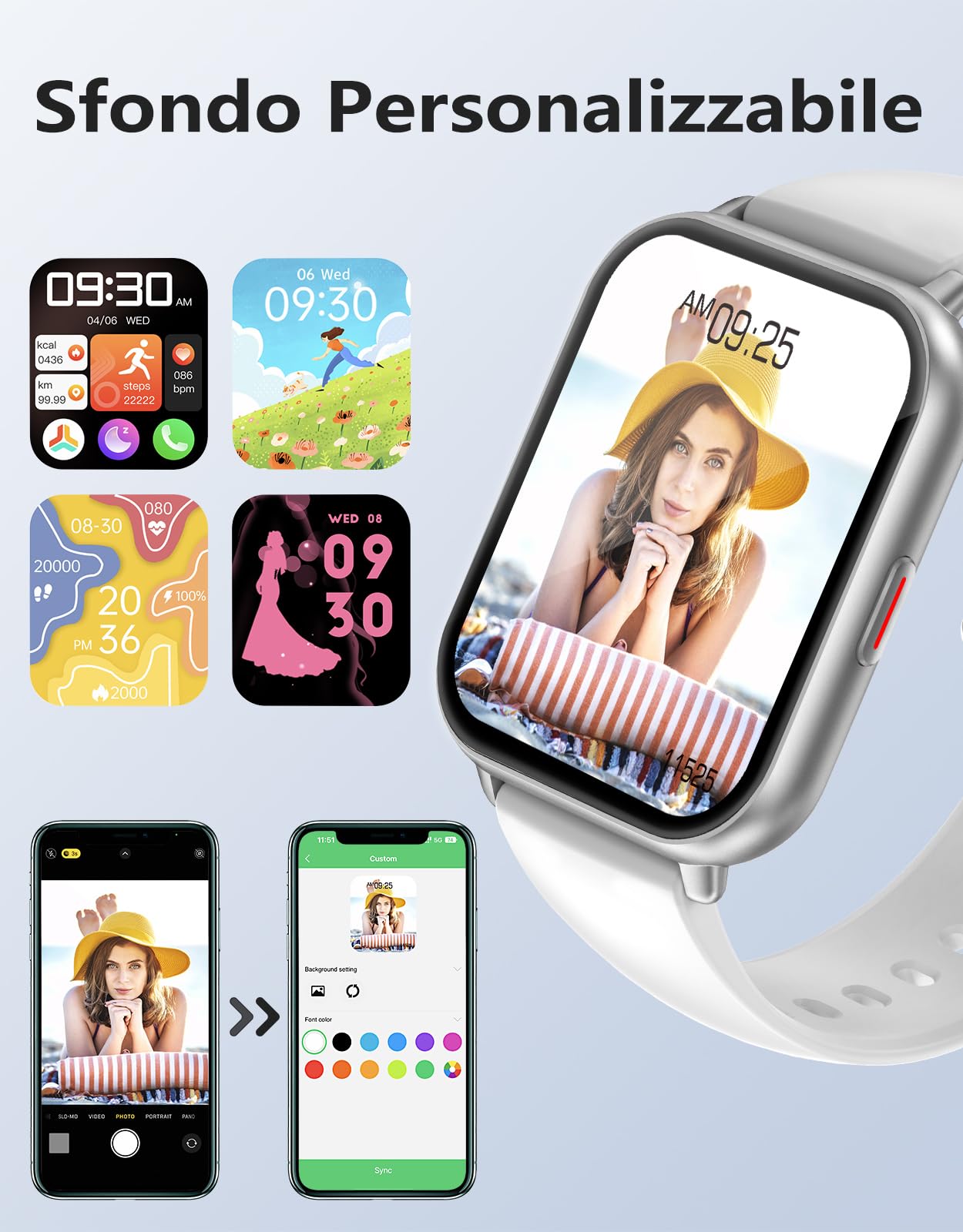 RUIMEN Smartwatch Donna Chiamate Bluetooth Musica Orologio Sportive Contapassi da Polso Cardiofrequenzimetro Saturazione Ossigeno Fitness Tracker Ciclo Mestruale Controllo Sonno per Android iOS Rosa