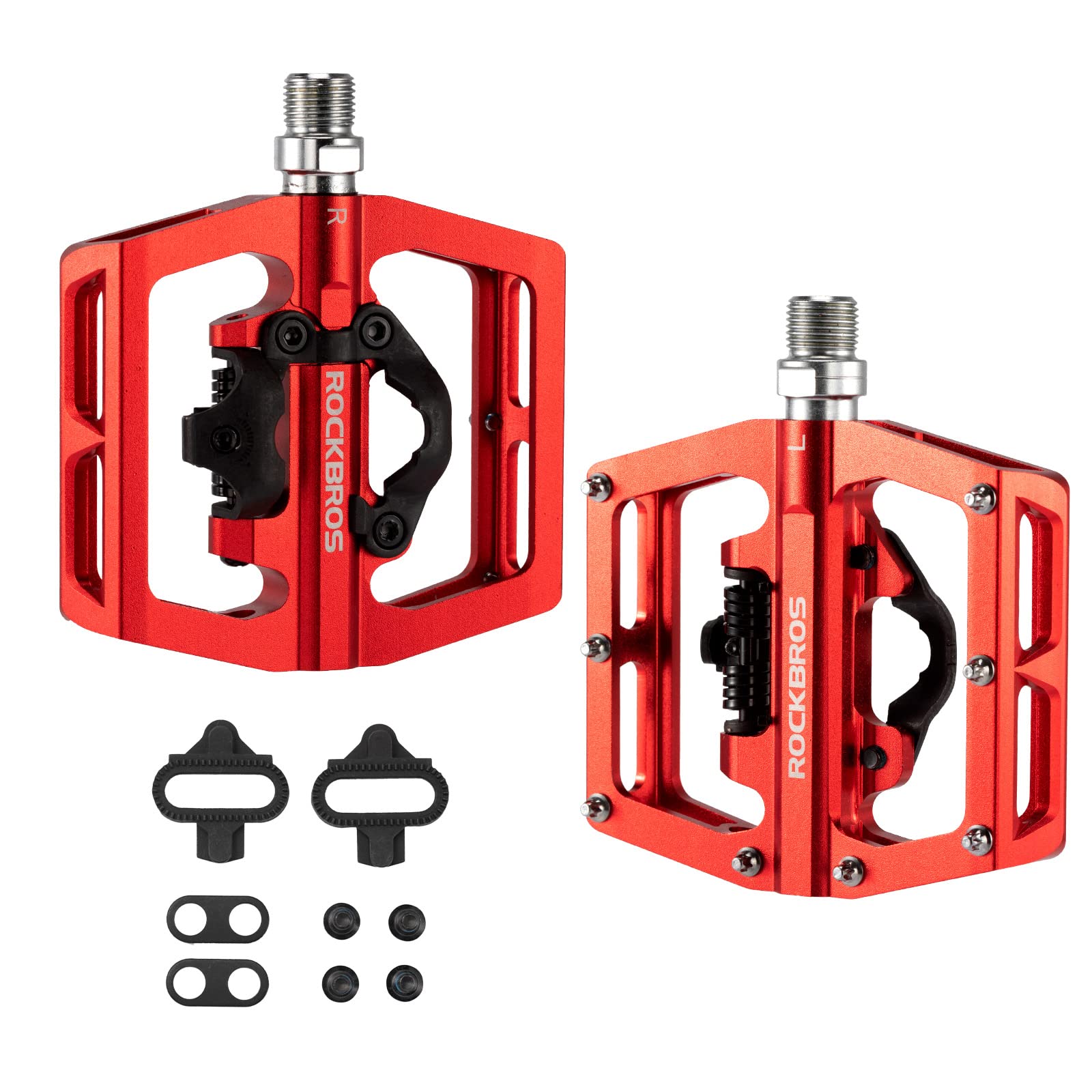 ROCKBROS Pedali di Blocco SPD per MTB Corsa Bicicletta da Strada 9/16 Pollici in Alluminio Pedali Bici con Cuscinetti Sigillati Ultra Leggero Antiscivolo Antipolvere