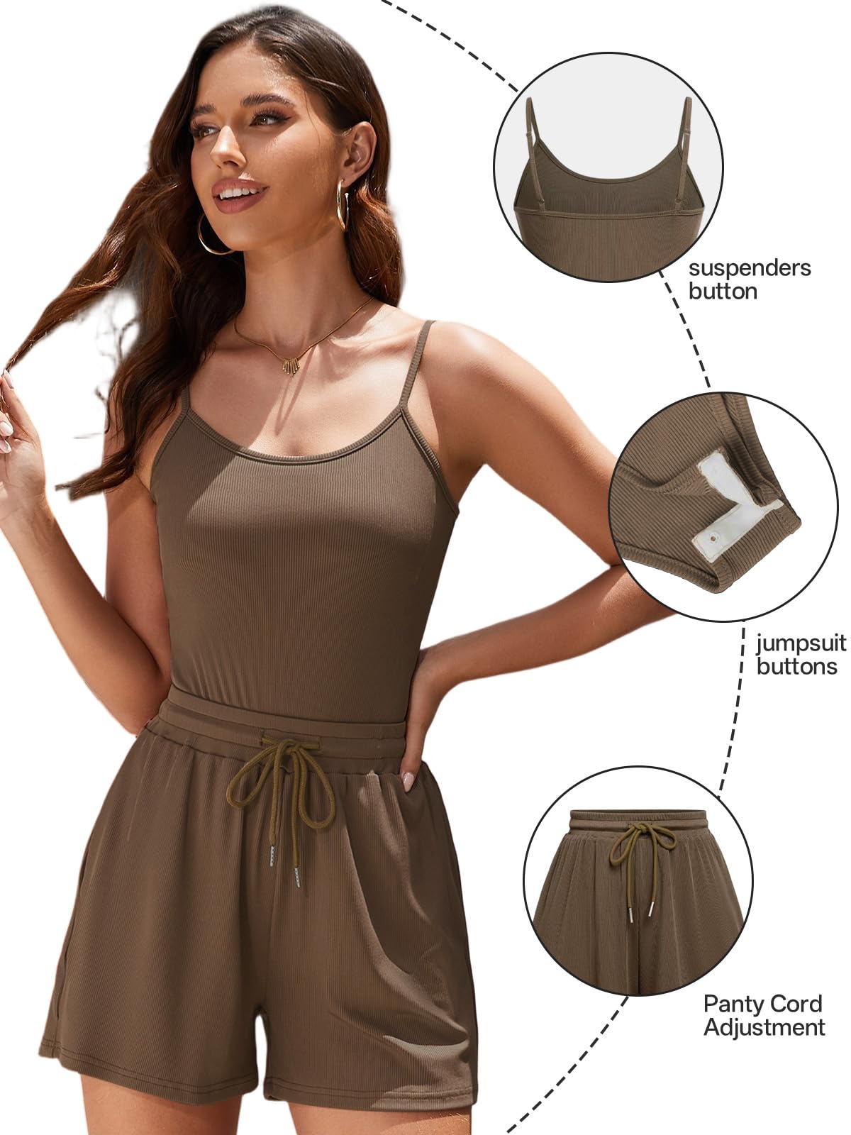 Rayson Completo da Donna Estivo 2 Pezzi Curvy Eleganti Tuta Completa Corta Donna con Spalline Sottili Body Tops e Pantaloncini Set per Running Yoga Sportivo