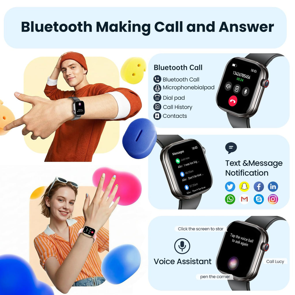 Smartwatch Donna Uomo con Auricolari Bluetooth: 2.02" Orologio Smart Watch Effettua Risposta Chiamate 100 Modalità Sportive Fitness Tracker IP67 Impermeabile WhatsApp Notifice Compatibile Android iOS
