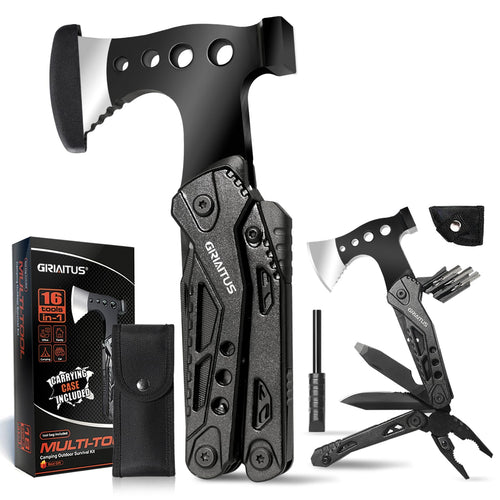 Campeggio Accessori Utili 16in1 Multitool Ascia Sopravvivenza Idee Regalo Uomo Regali Natale con Coltello Martello Pinze Seghetto Cacciavite
