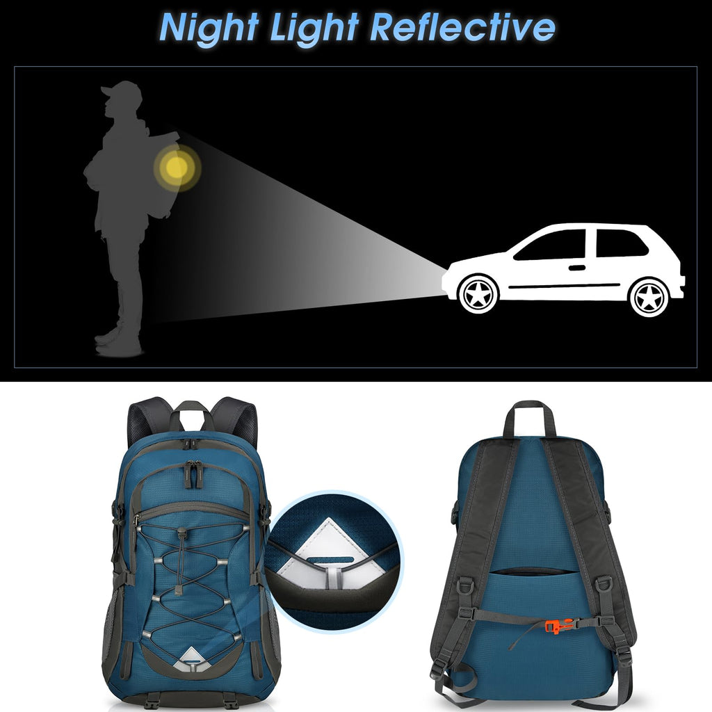 IGOLUMON Zaino Trekking 40 Litri, Zaino Ultraleggero Pieghevole, Impermeabile Zaino da Viaggio per Uomo/Donna, Zaino da Trekking con Strisce Riflettenti, Zaino Montagna per Escursionismo Campeggio