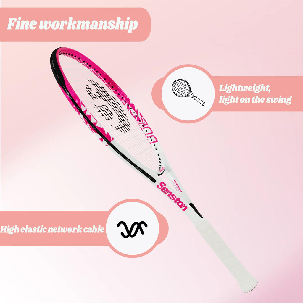 Senston Racchette da Tennis Professionali da 27" (68,5 cm), per 2 Giocatori, con copertura, overgrip da tennis, smorzatore di vibrazioni