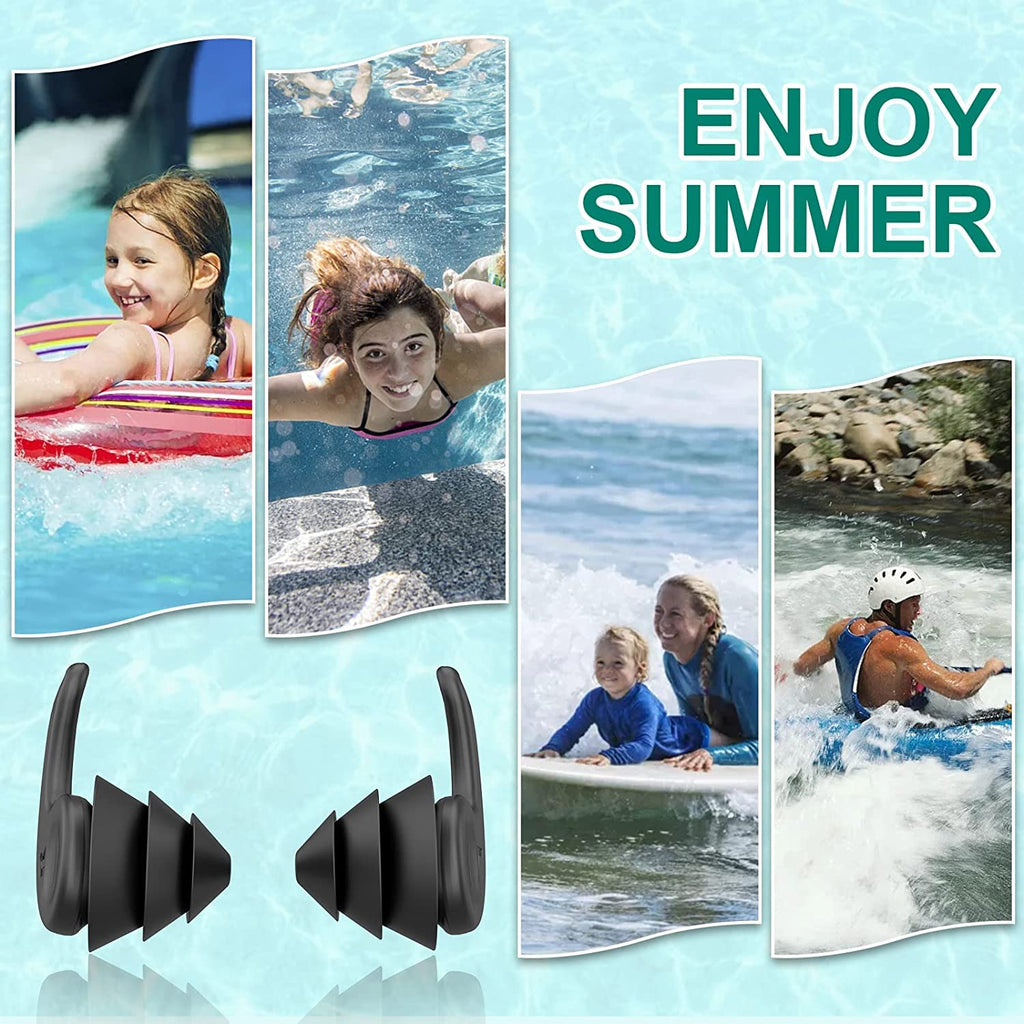 Tappi per le Orecchie da Nuoto per Adulti, 4 Paia Tappi Auricolari Impermeabili Riutilizzabili in Silicone con Cavo Rimovibile, Perfetti per Nuoto, Doccia, Surf e Altri Sport Acquatici