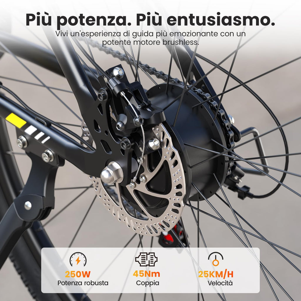 Touroll Bicicletta Elettrica, U1 26"/29", Autonomia di 65km, mountain bike elettrica, Motore 45 NM, Batteria Rimovibile 13Ah