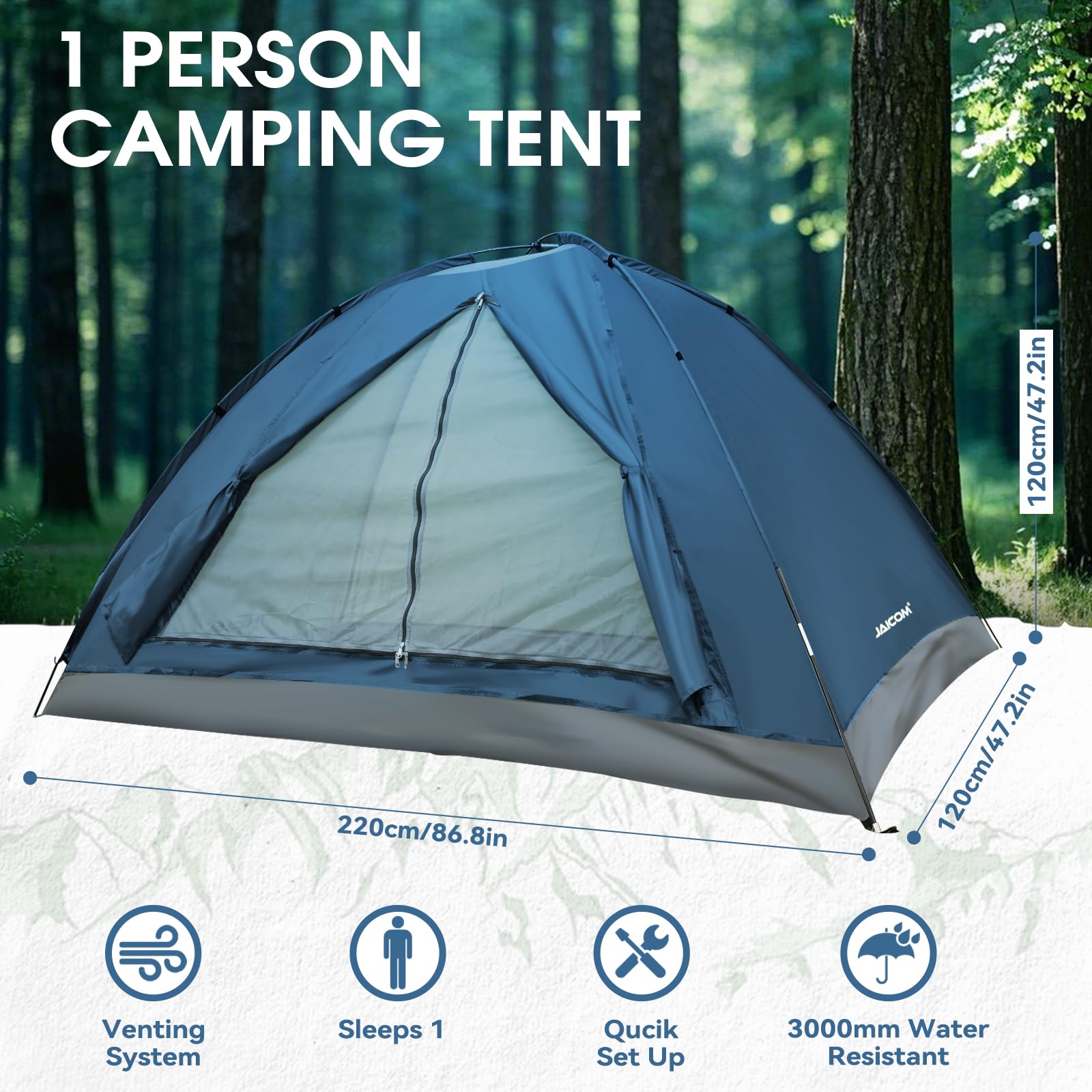 JAICOM Tenda da Campeggio per 1-4 Persone, Ultraleggera Impermeabile Tende igloo Tenda Campeggio per 3-4 Stagioni, Facile da installare, Ideale per Campeggio, Trekking, Spiaggia, Arrampicata