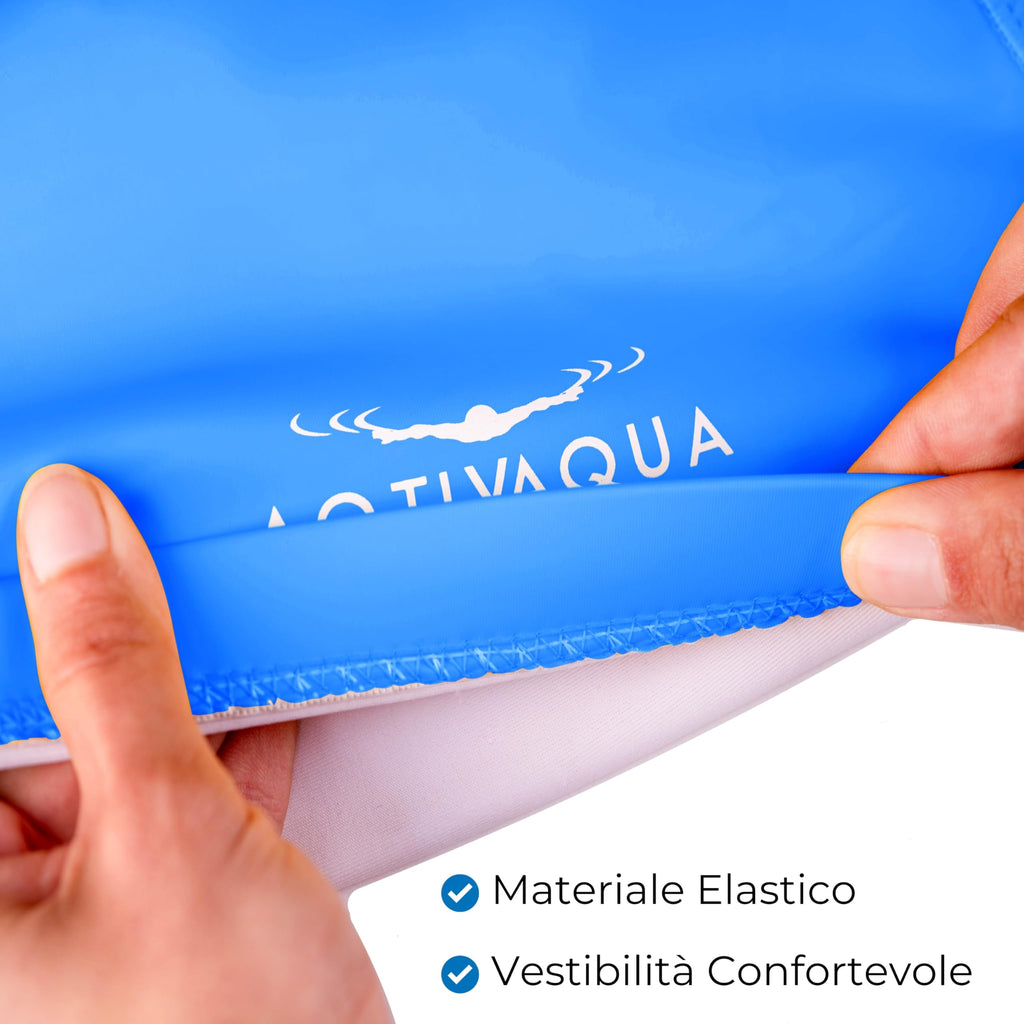 AqtivAqua Cuffia Piscina Uomo, Donna e Bambini — Morbida ed Elastica in Spandex con Rivestimento Protettivo — Ideale per l'Uso in Piscina