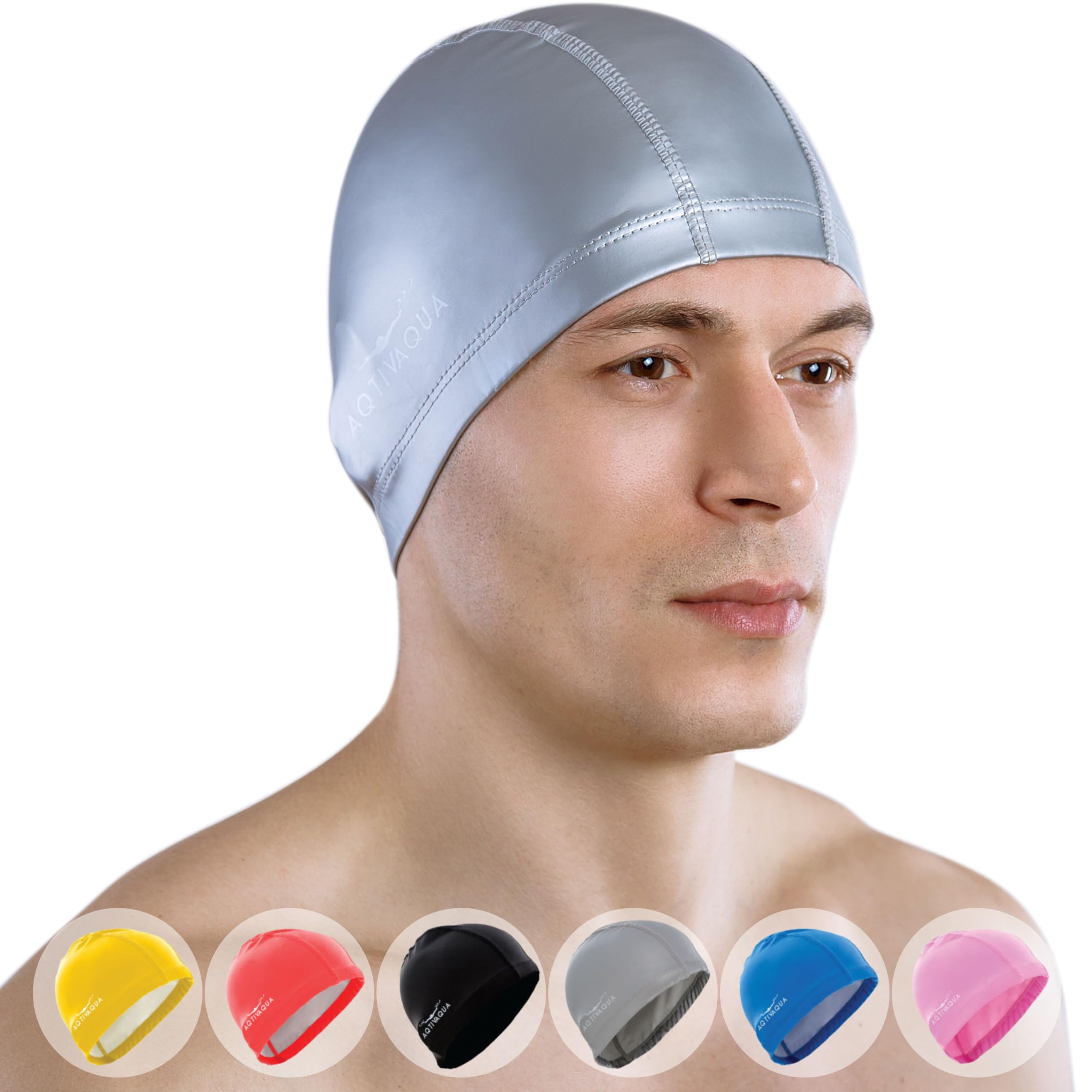 AqtivAqua Cuffia Piscina Uomo, Donna e Bambini — Morbida ed Elastica in Spandex con Rivestimento Protettivo — Ideale per l'Uso in Piscina