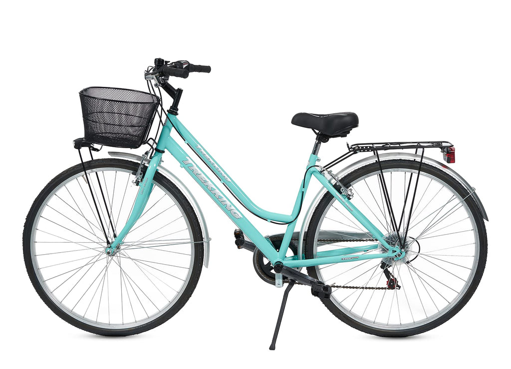 MADICKS Bicicletta Donna da Passeggio Olanda Misura 28 Bici da città Vintage retrò con Cestino Tiffany Turchese Con Cambio