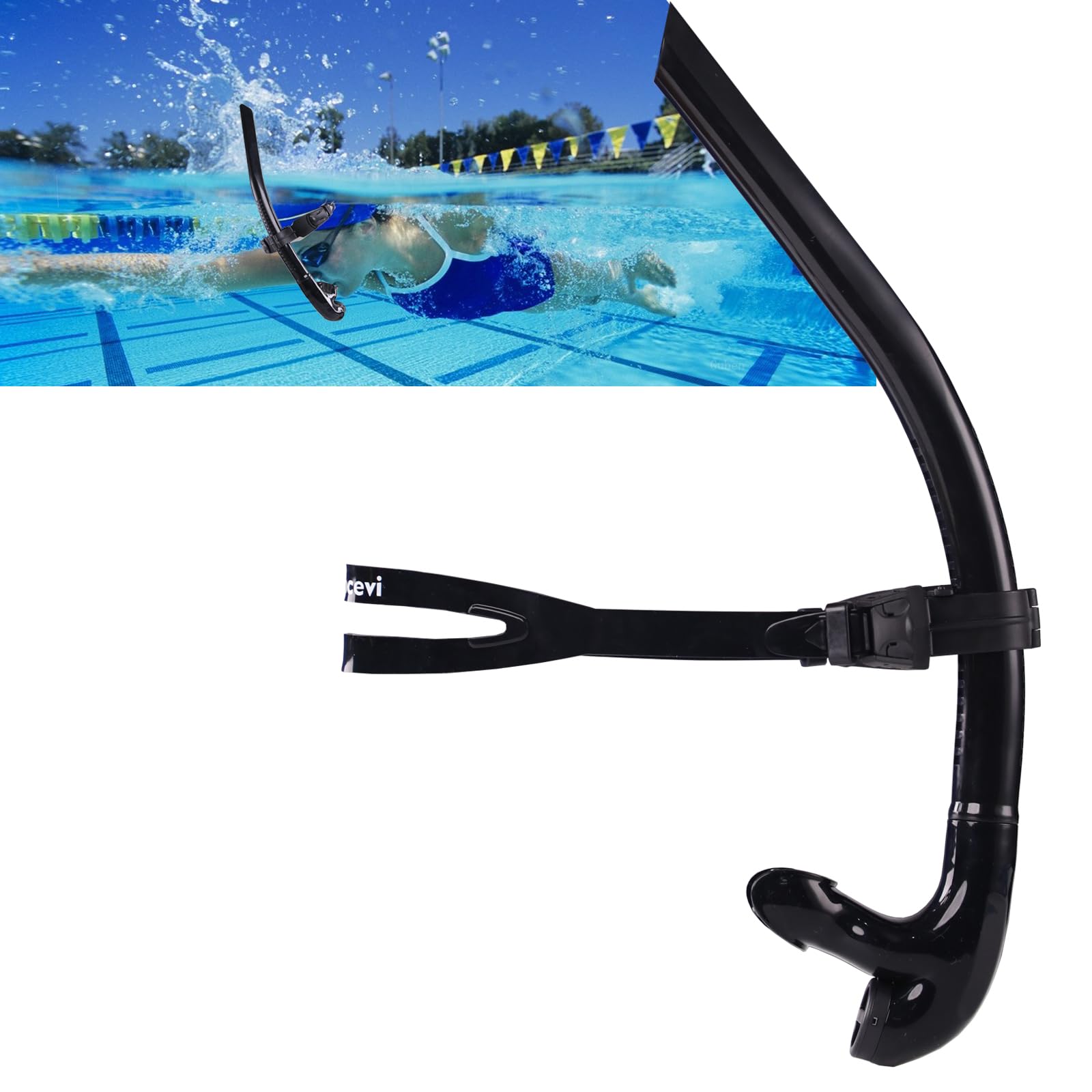 Frontale Boccaglio da per Il Nuoto, Attrezzatura per Nuotatori Adulto l'allenamento con Lo Snorkeling in Piscina, Snorkel con Montaggio Centrale, Valvola di Spurgo