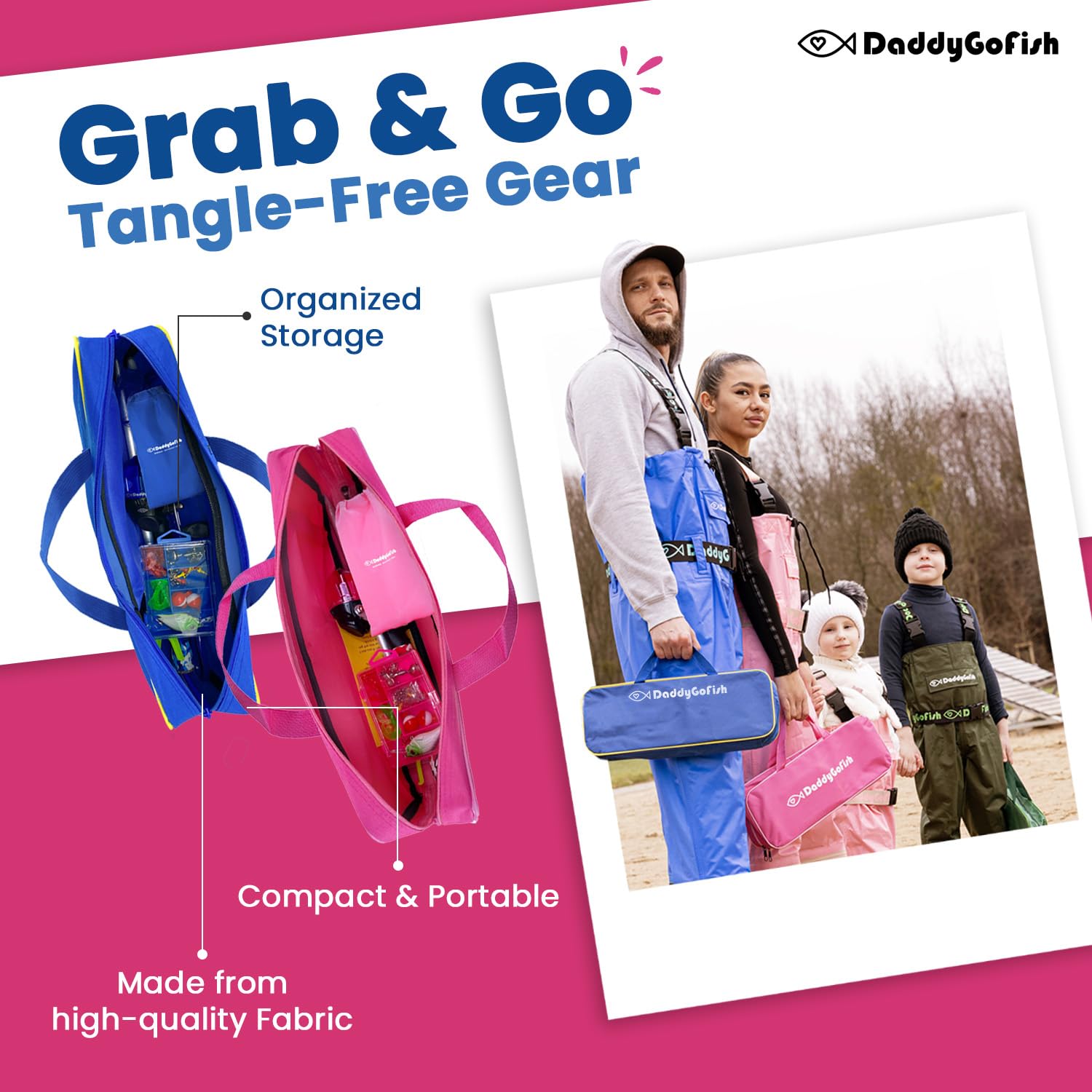 DaddyGoFish Kids Canna da Pesca Telescopica Spincast Combo Sedia Pieghevole Portacanna Tackle Box Bait Net Ragazzi Ragazze