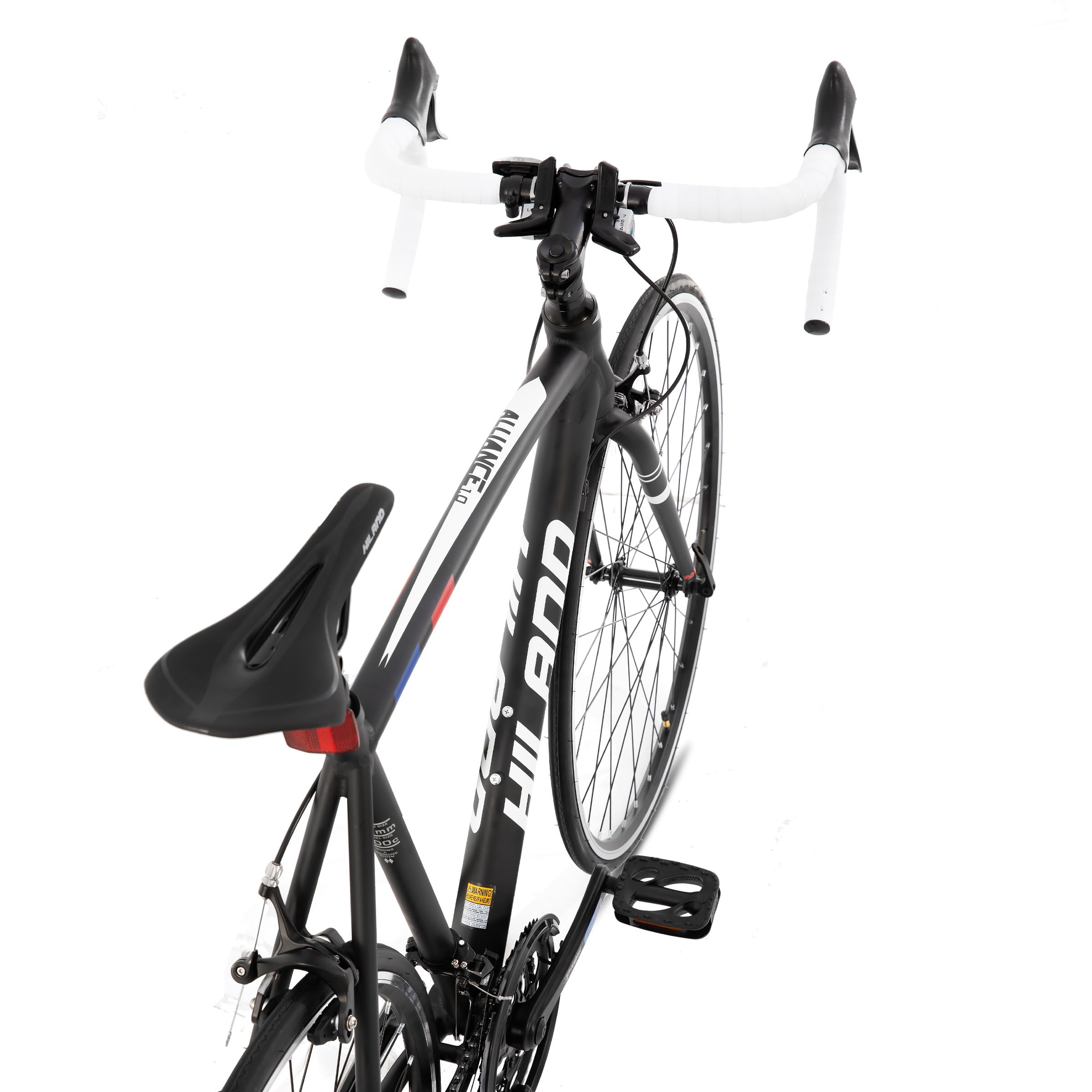 HILAND Alliance Bici da Strada 28”, 14 Velocità, Telaio in Alluminio da 49/53/57 cm, 700C Bicicletta da Città e da Pendolare per Uomo e Donna, Nero/Bianco