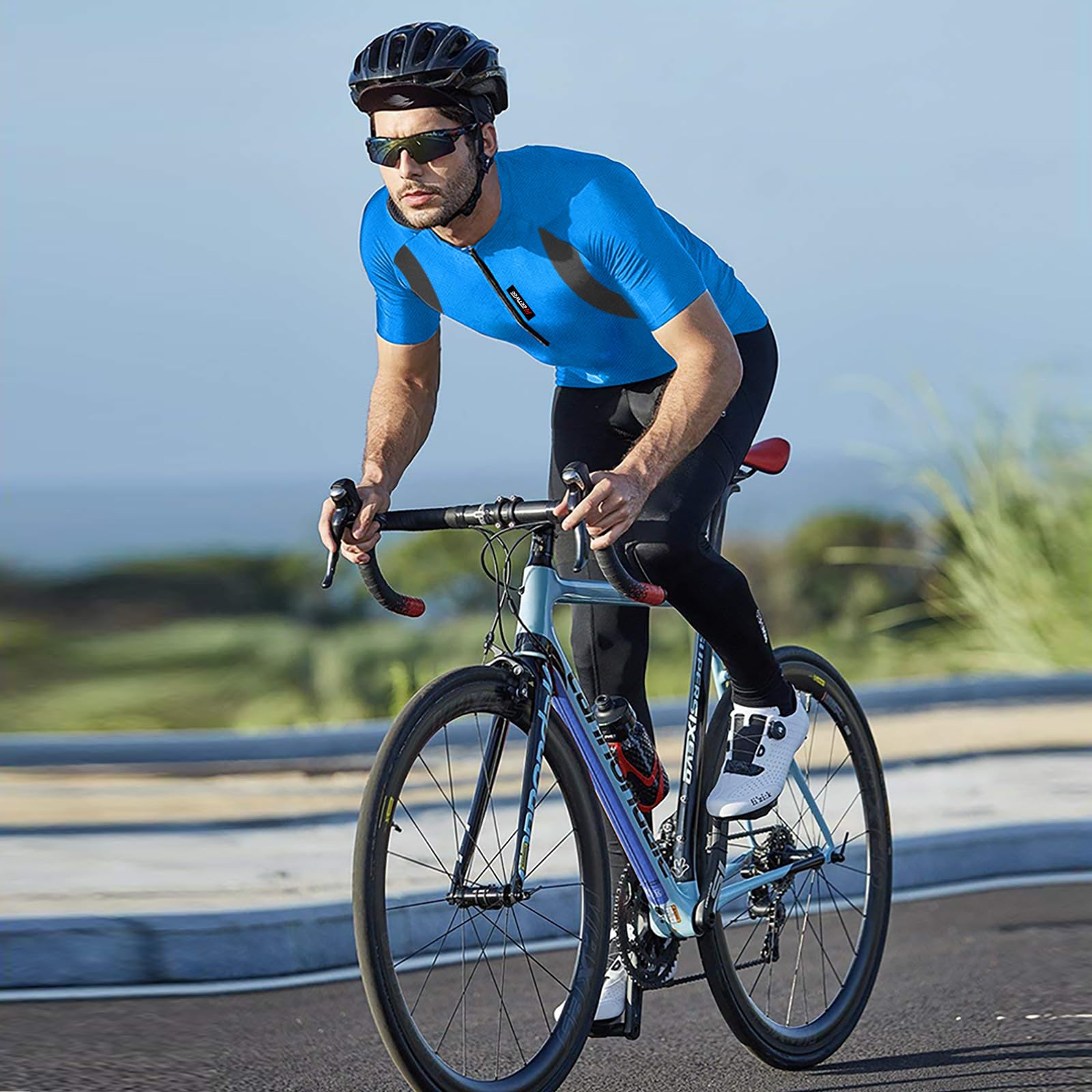FEIXIANG Maglia Ciclismo Maniche Corte,Maglietta Mountain Bike Uomo Asciugatura Veloce T-Shirt off-Road Sportswear Estate
