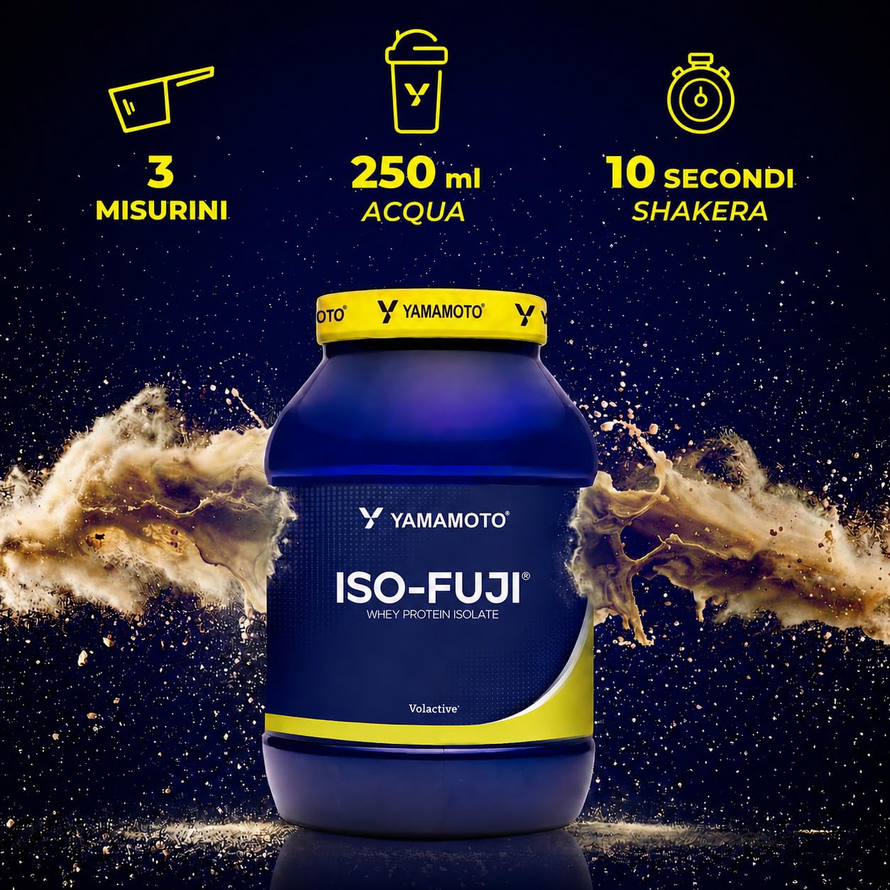YAMAMOTO NUTRITION Iso-FUJI 700 grammi, 100% proteine del siero di latte isolate di qualità Volactive® UltraWhey XP, altissimo contenuto proteico e adatte ad ogni momento