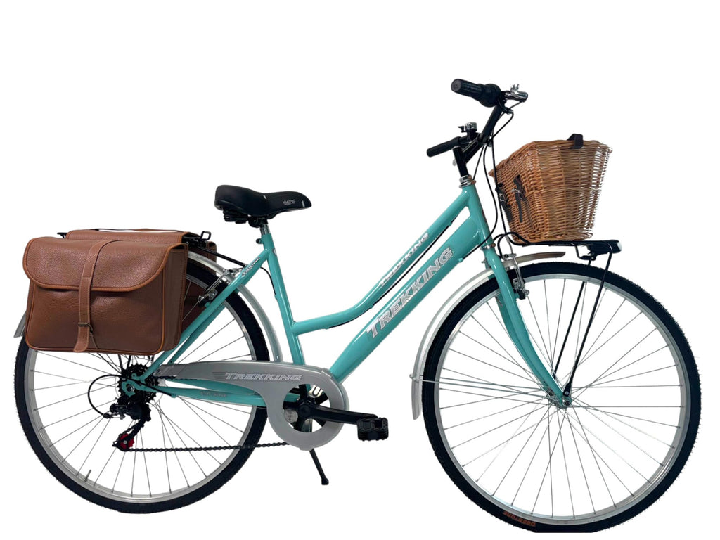 MADICKS Bicicletta Donna da Passeggio Olanda Misura 28 Bici da città Vintage retrò con Cestino Tiffany Turchese Con Cambio
