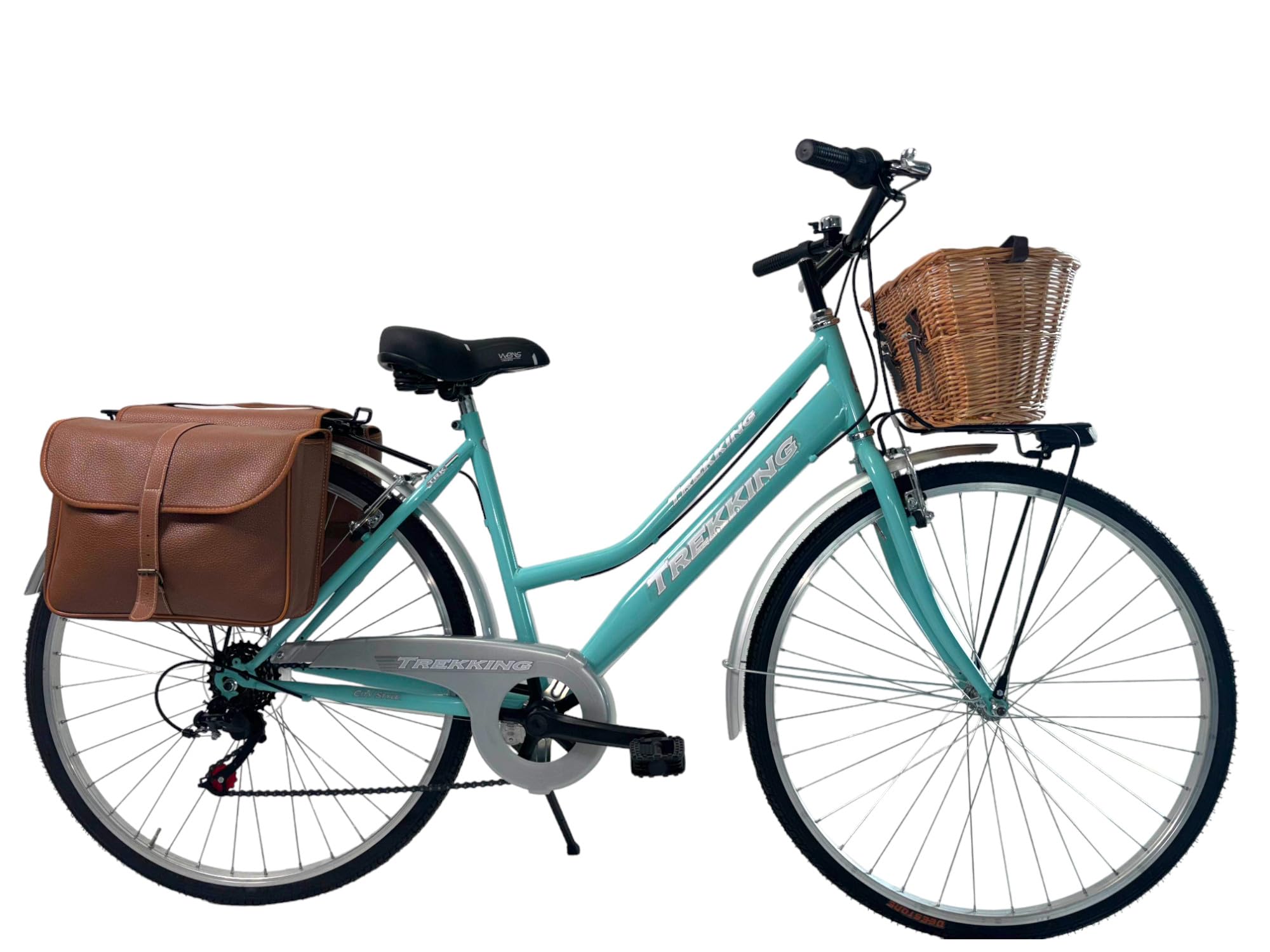MADICKS Bicicletta Donna da Passeggio Olanda Misura 28 Bici da città Vintage retrò con Cestino Tiffany Turchese Con Cambio