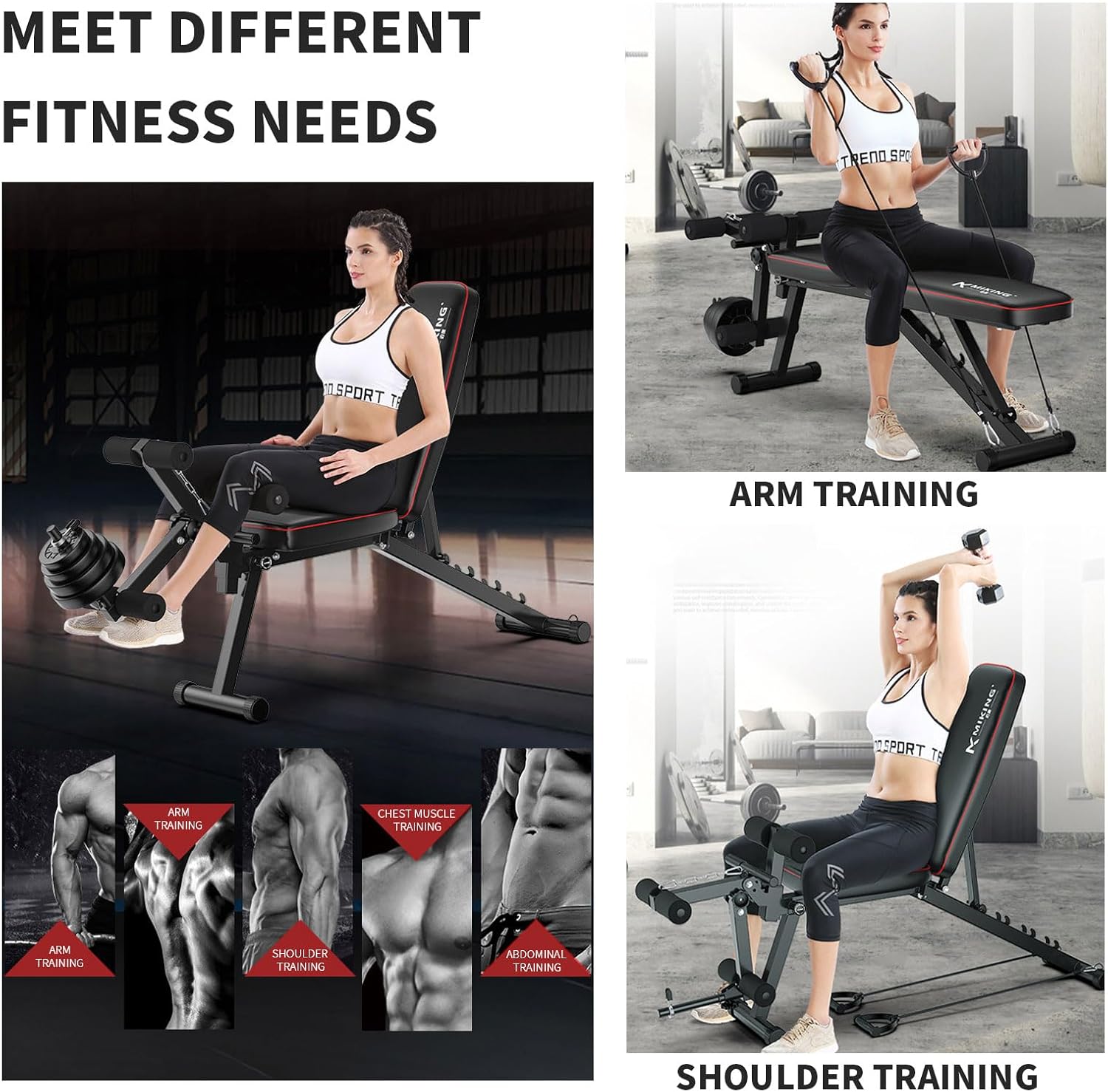 Banc de Musculation Multifonction Réglable sur 5 Niveaux Inclinable Jusqu'à 190° Banc Plat Réglable 200kg Capacité de Poids pour la Maison et la Salle de Sport
