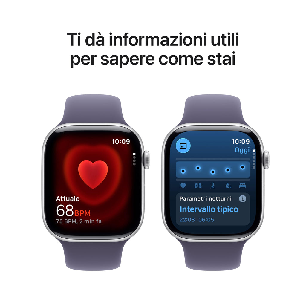 Apple Watch Series 11 GPS, Cassa 46 mm in alluminio Jet Black con Cinturino Sport nero - M/L
