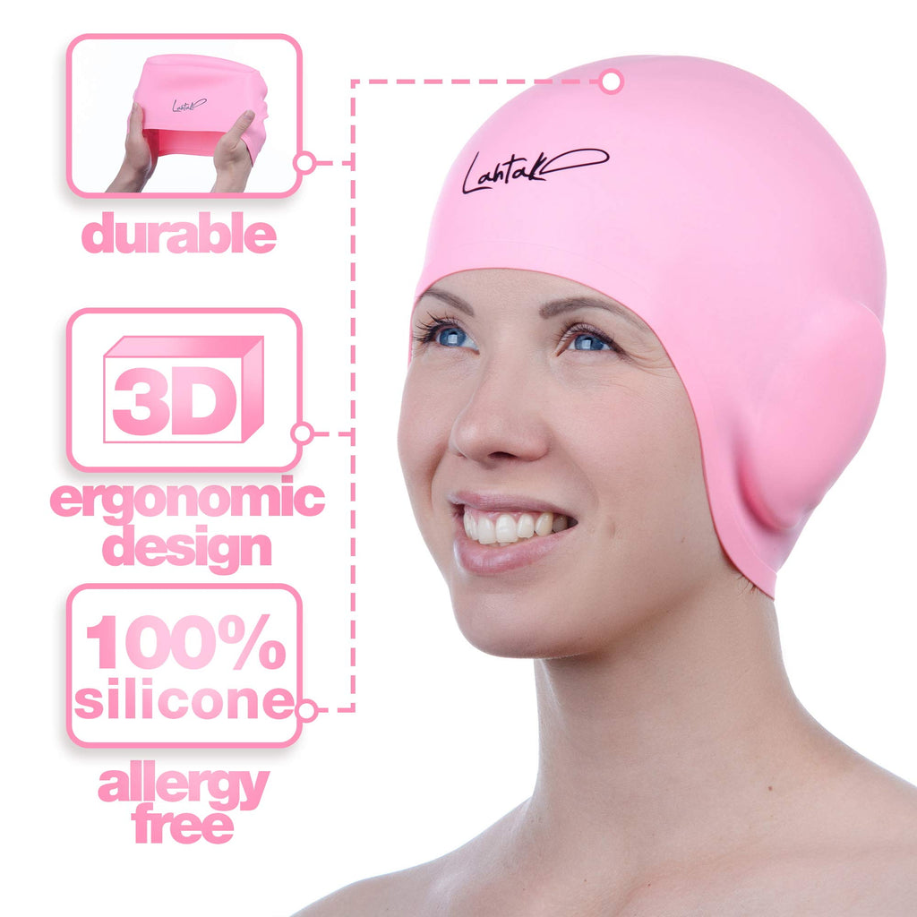 Cuffia da Nuoto per la Protezione delle Orecchie 3D - Cuffia Piscina Donna Uomo - Cuffia Nuoto Silicone Impermeabile - Cuffia Doccia Donna - Cuffia Piscina Capelli Lunghi e Corti