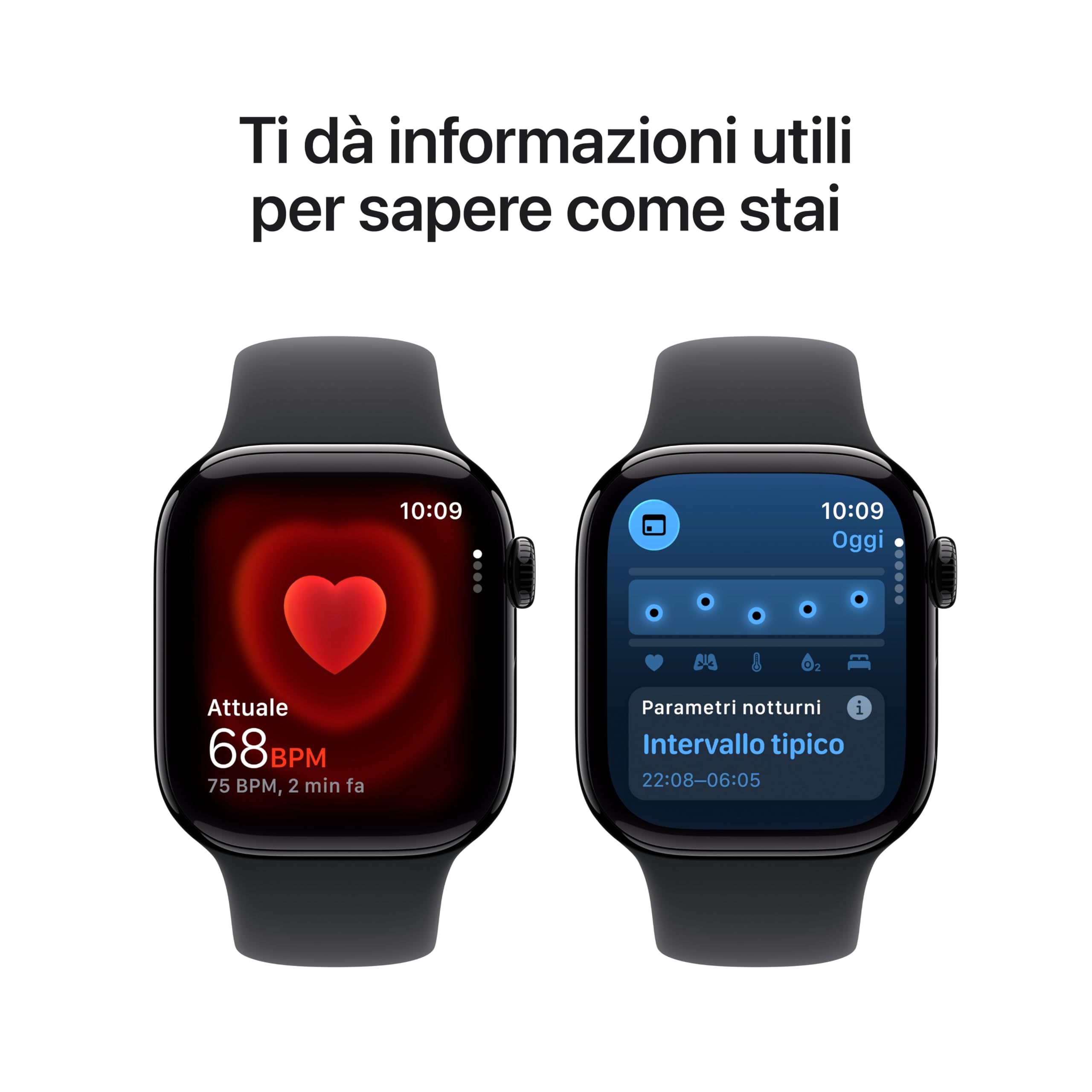 Apple Watch Series 11 GPS, Cassa 46 mm in alluminio Jet Black con Cinturino Sport nero - M/L