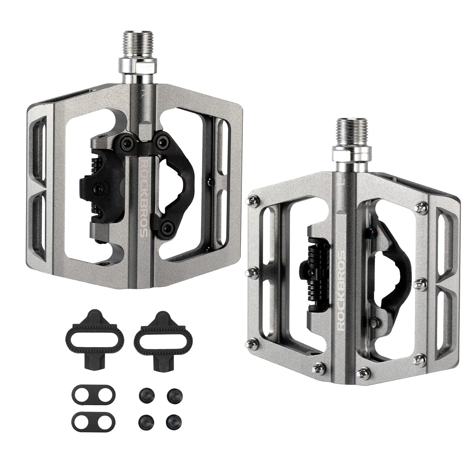 ROCKBROS Pedali di Blocco SPD per MTB Corsa Bicicletta da Strada 9/16 Pollici in Alluminio Pedali Bici con Cuscinetti Sigillati Ultra Leggero Antiscivolo Antipolvere