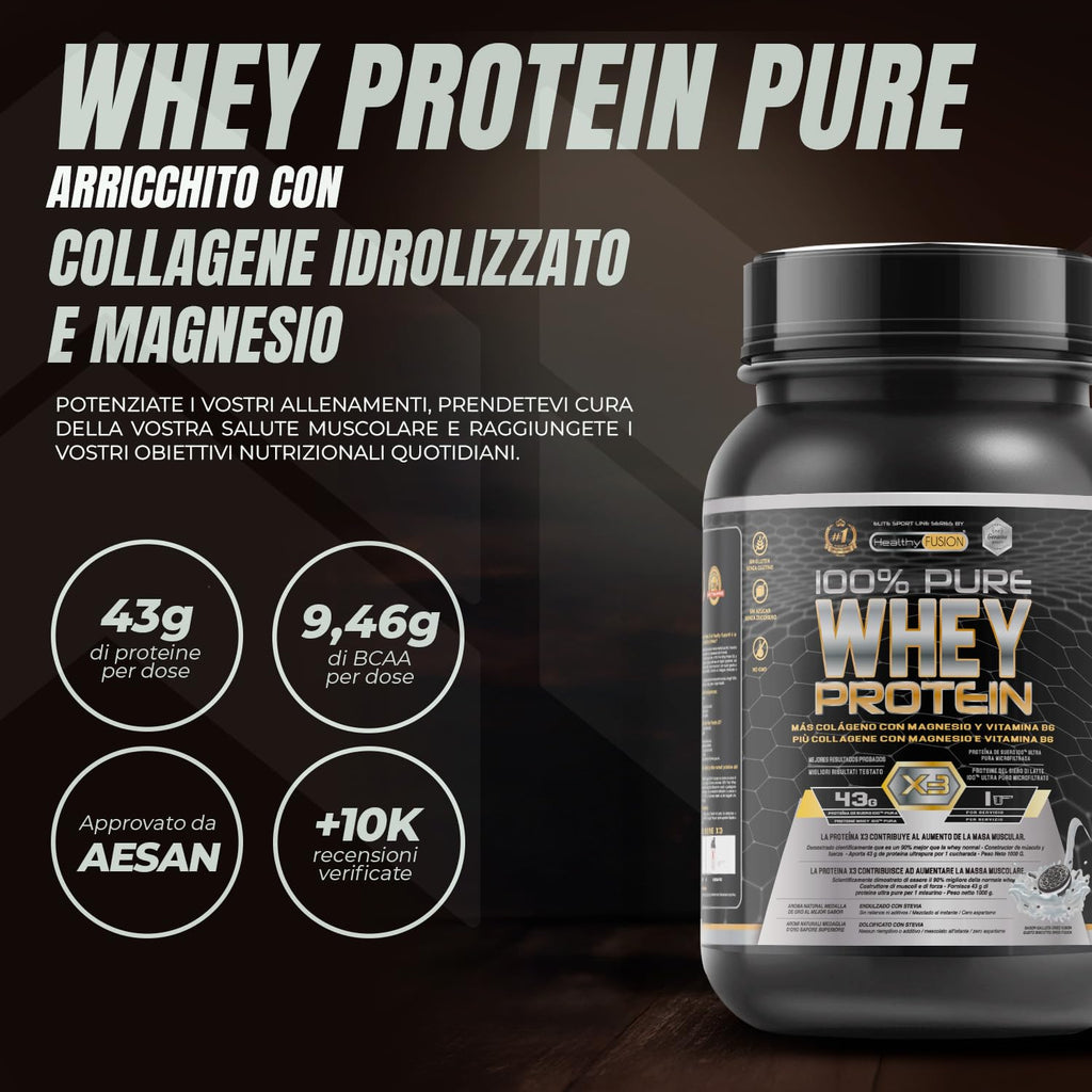 Whey Protein | Proteina Whey pura con Collagene + Magnesio | Migliora i tuoi allenamenti | Protegge e aumenta la massa muscolare | 1000g di proteina (Cioccolato)