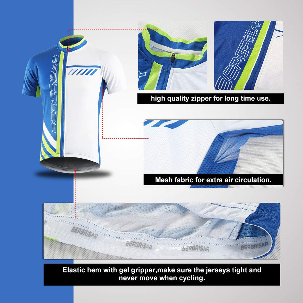 BERGRISAR Maglia da Ciclismo a Maniche Corte da Uomo, Traspirante Leggero Estiva Abbigliamento per MTB Bici