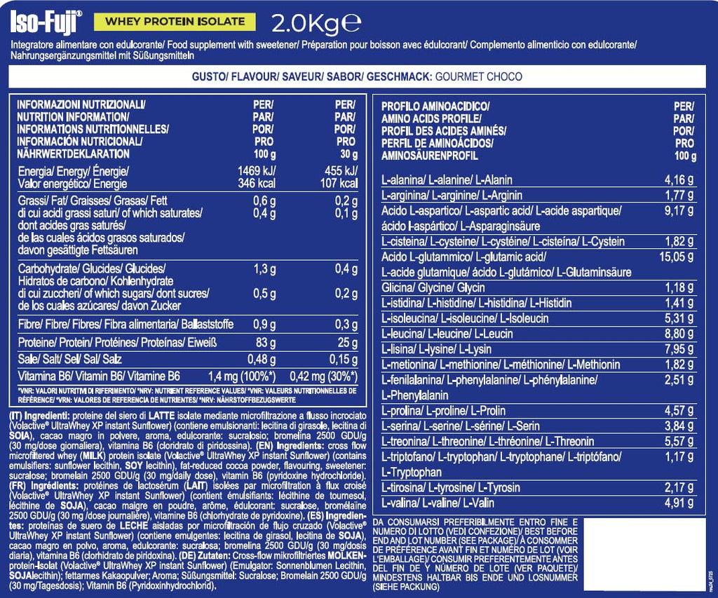 YAMAMOTO NUTRITION Iso-FUJI 700 grammi, 100% proteine del siero di latte isolate di qualità Volactive® UltraWhey XP, altissimo contenuto proteico e adatte ad ogni momento