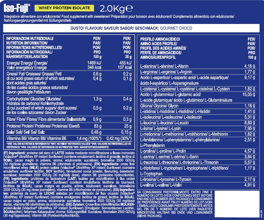YAMAMOTO NUTRITION Iso-FUJI 700 grammi, 100% proteine del siero di latte isolate di qualità Volactive® UltraWhey XP, altissimo contenuto proteico e adatte ad ogni momento
