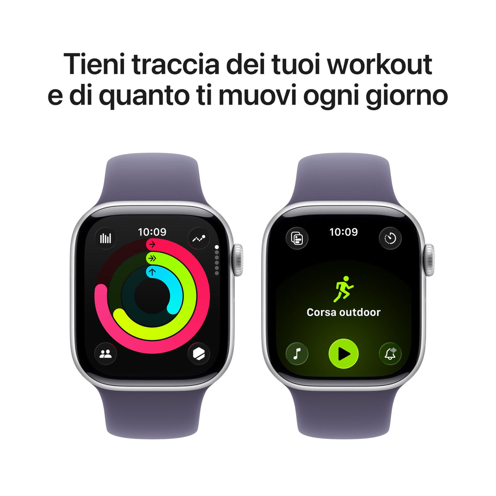 Apple Watch Series 11 GPS, Cassa 46 mm in alluminio Jet Black con Cinturino Sport nero - M/L