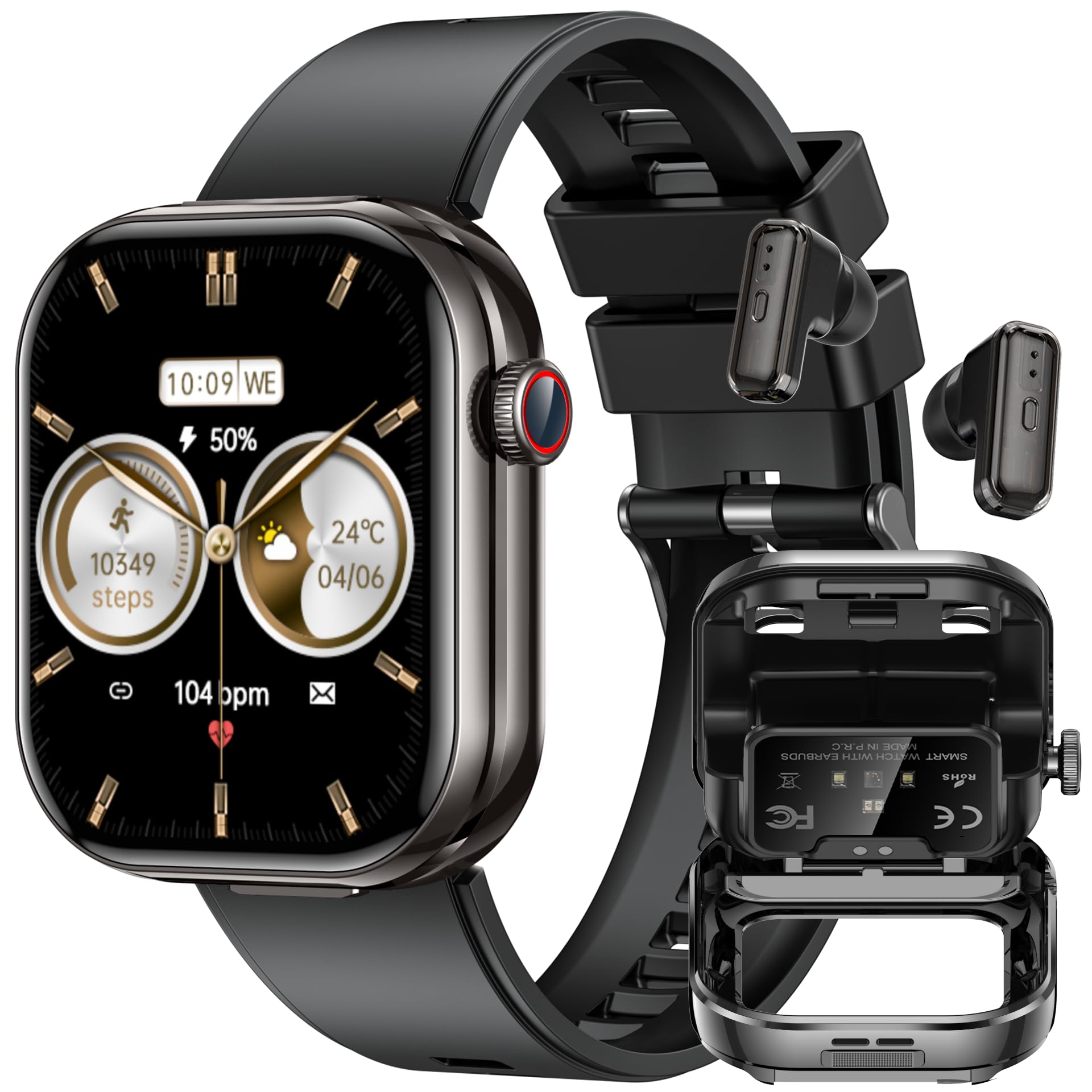 Smartwatch Donna Uomo con Auricolari Bluetooth: 2.02" Orologio Smart Watch Effettua Risposta Chiamate 100 Modalità Sportive Fitness Tracker IP67 Impermeabile WhatsApp Notifice Compatibile Android iOS