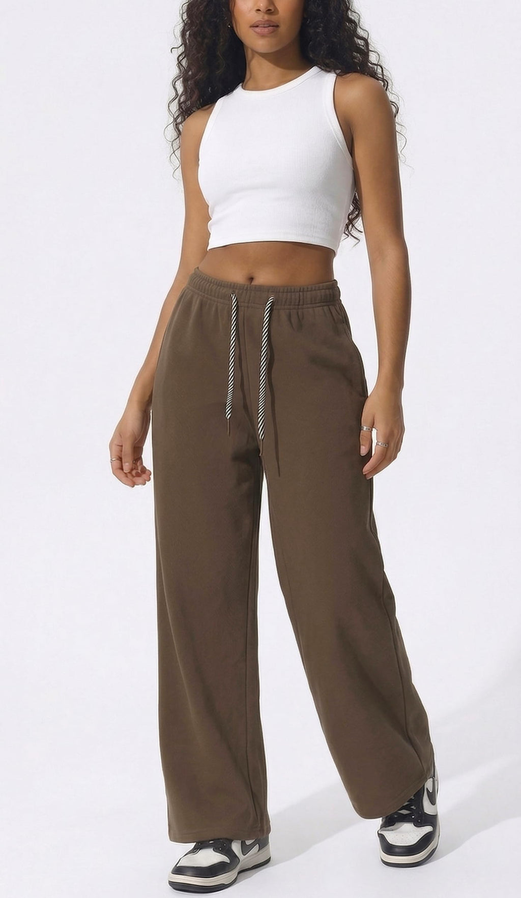 Pantaloni Tuta Donna Larghi Vita Alta con Tasche Pantaloni Sportivi Leggeri e Comodi Jogging Casual Fitness Palestra