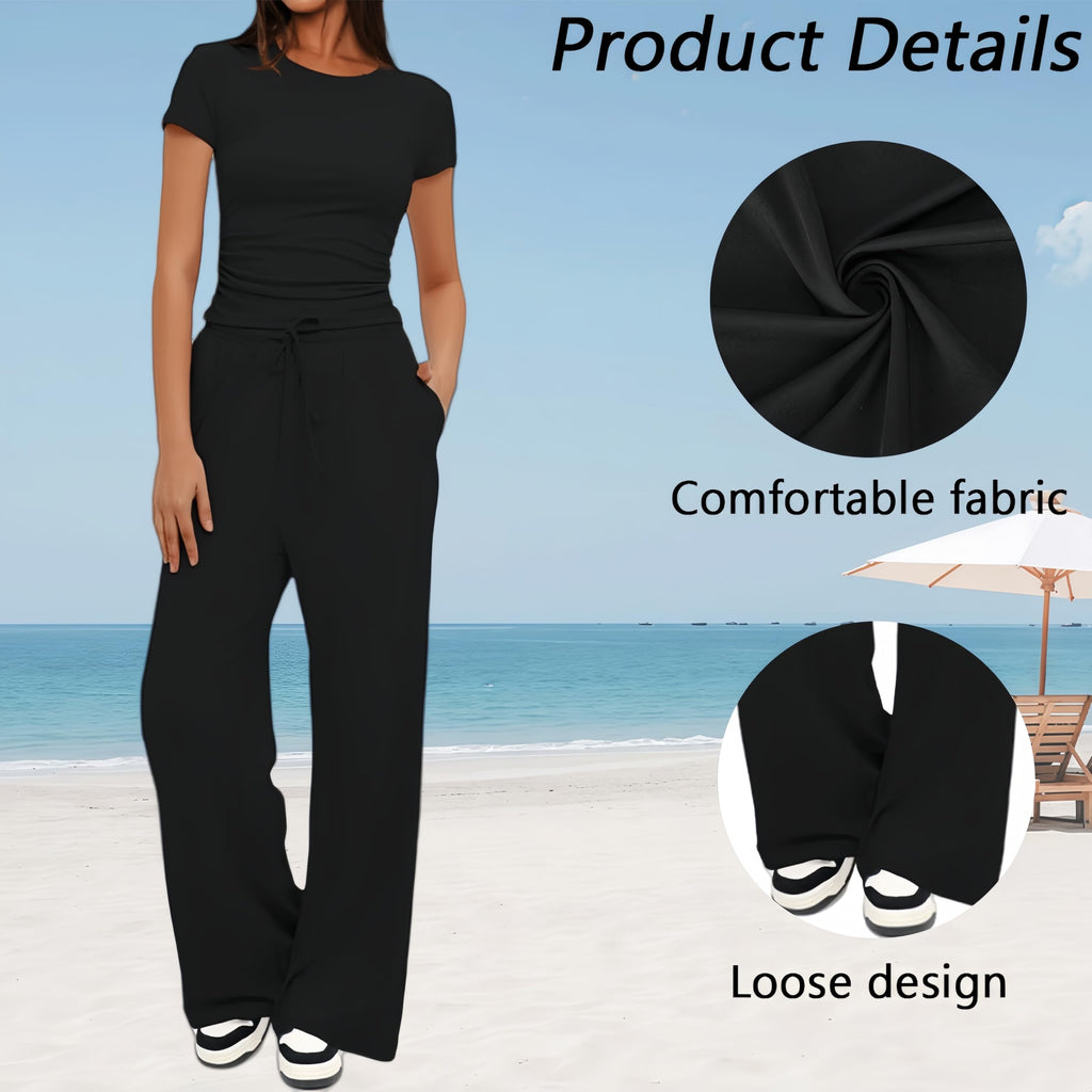 Sportivo Donna Completo Completi Sportivi Due Pezzi Sportiva Estiva Pantaloni Casual Elegante Completo Sportivo Tute da Ginnastica da Donna Estiva 2 Pezzi Homewear